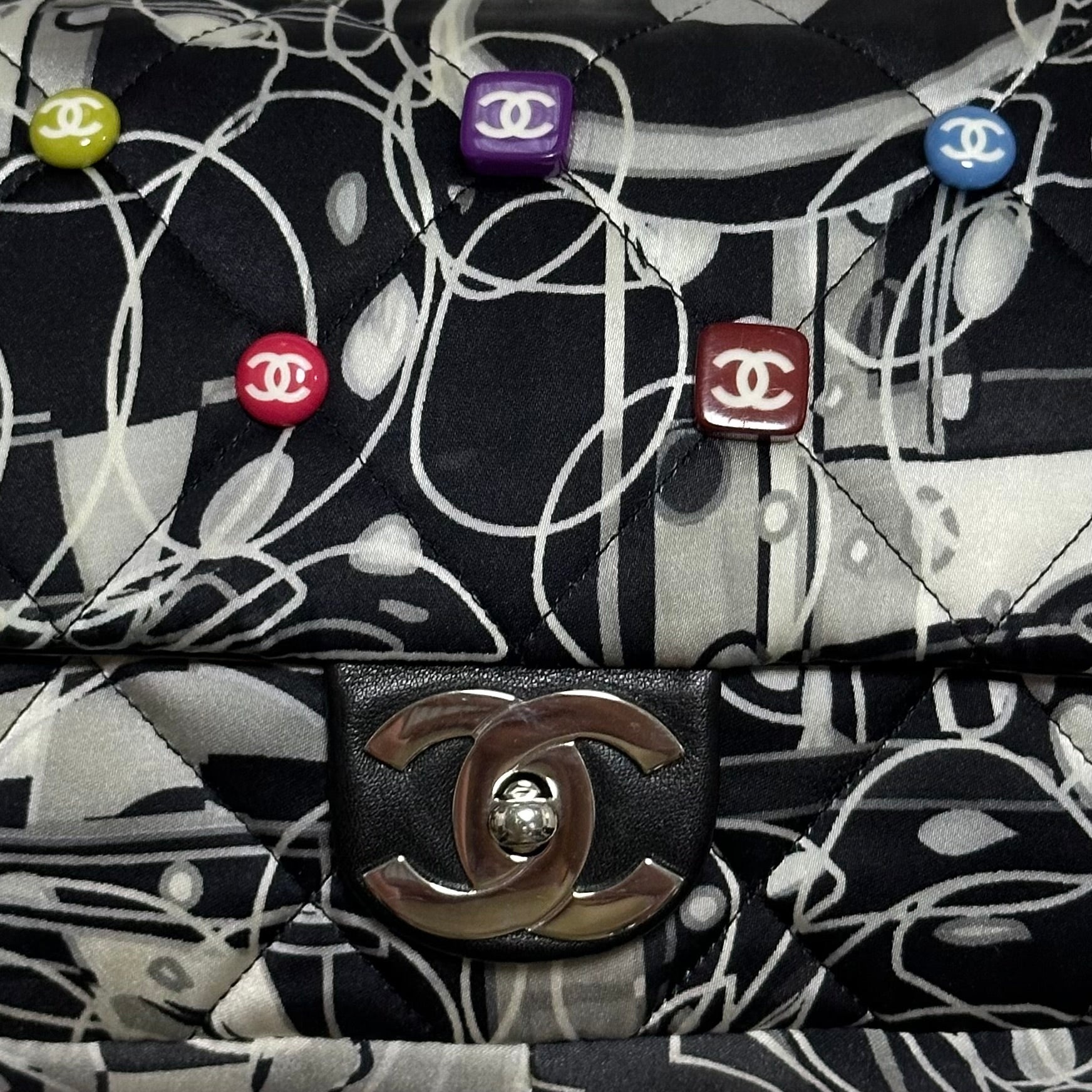 CHANEL 2008 Kaleidoscope Satin Quilted Classic Chain Timeless Flap Bag - 6