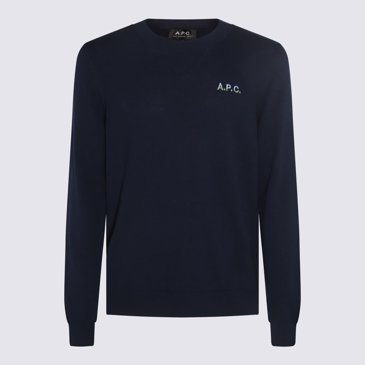 A.P.C. NAVY BLUE COTTON JUMPER - 1