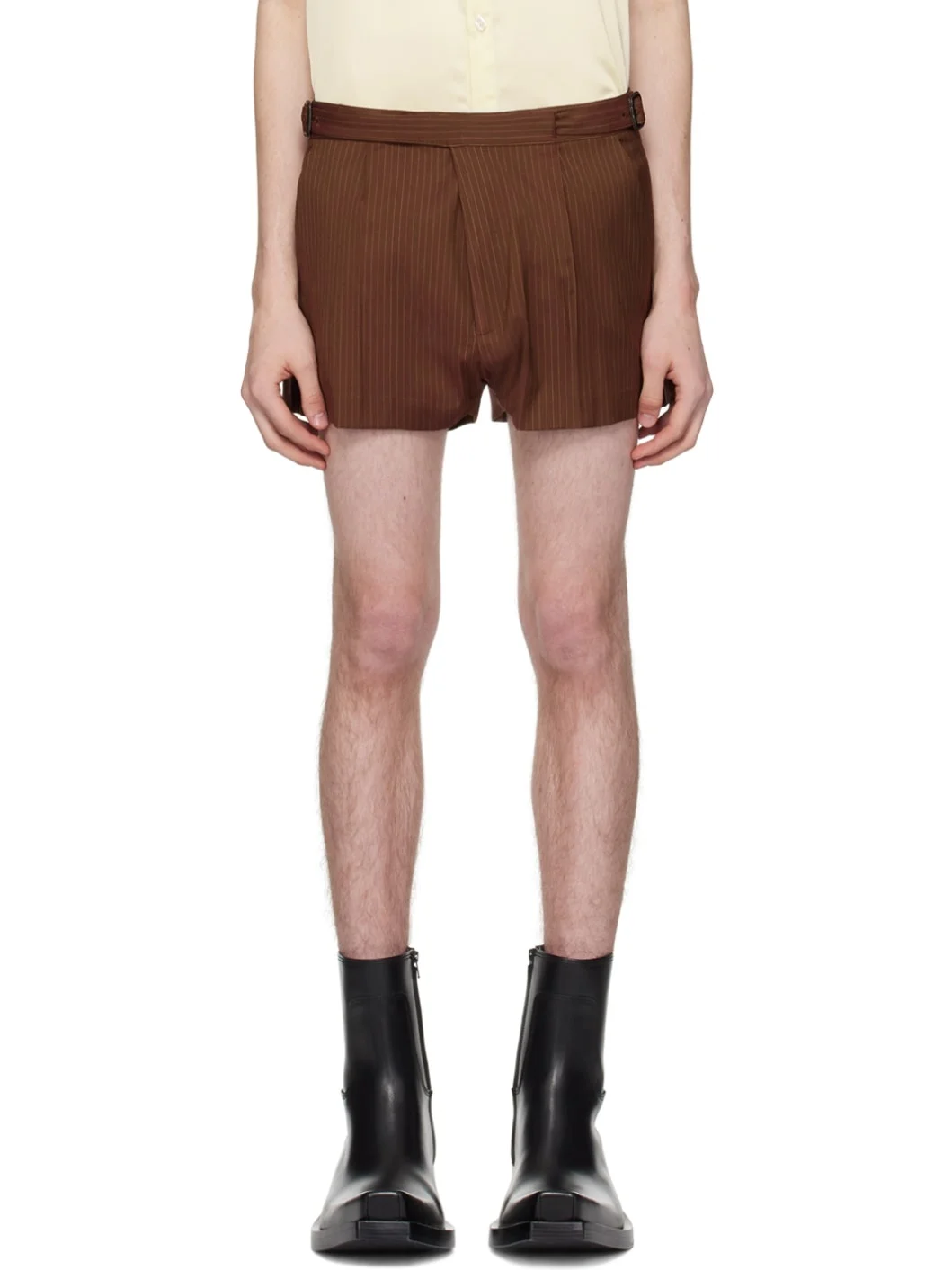 Brown Double Buckle Shorts - 1