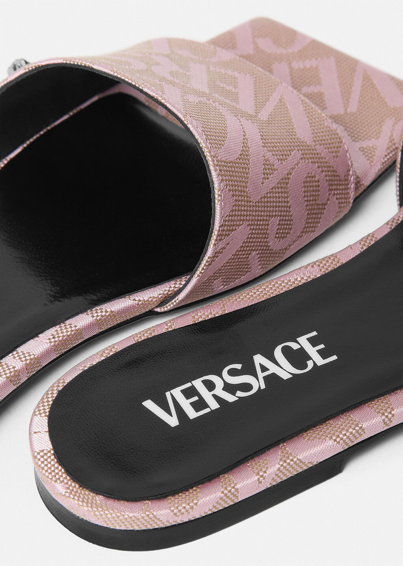 Versace Allover Flat Sandals 4