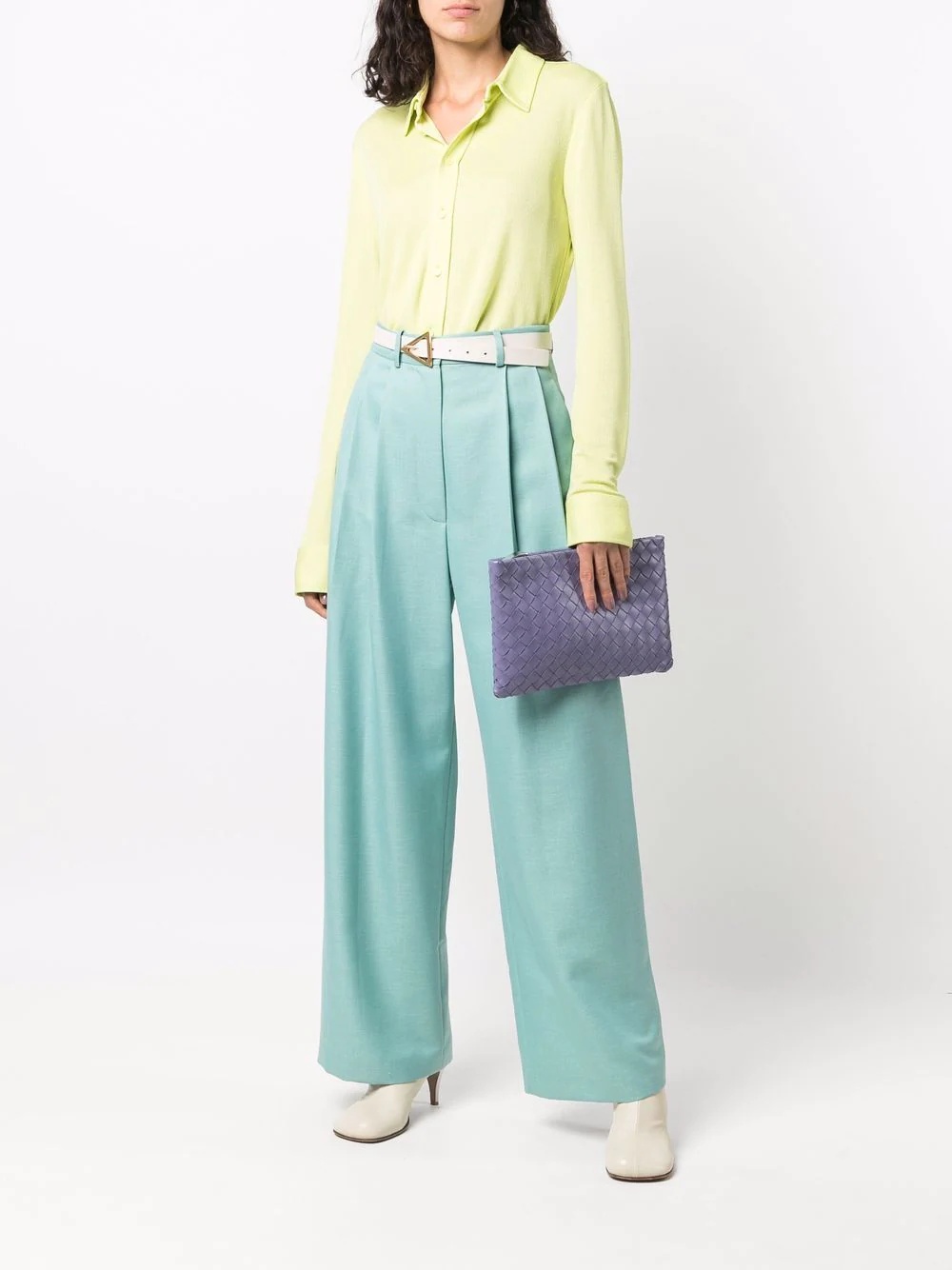 classic-collar crepe shirt - 2