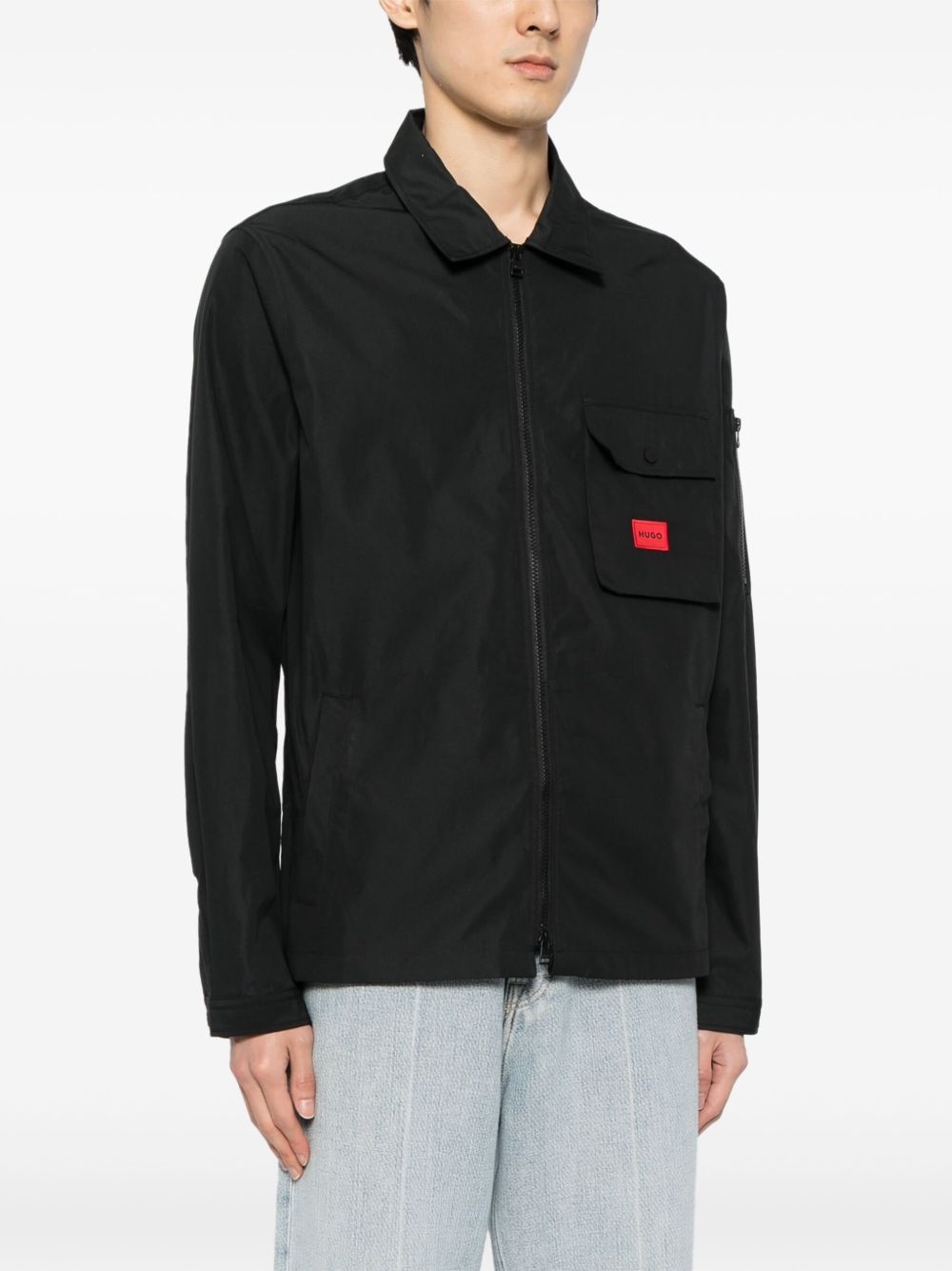 logo-appliqué shirt jacket - 3