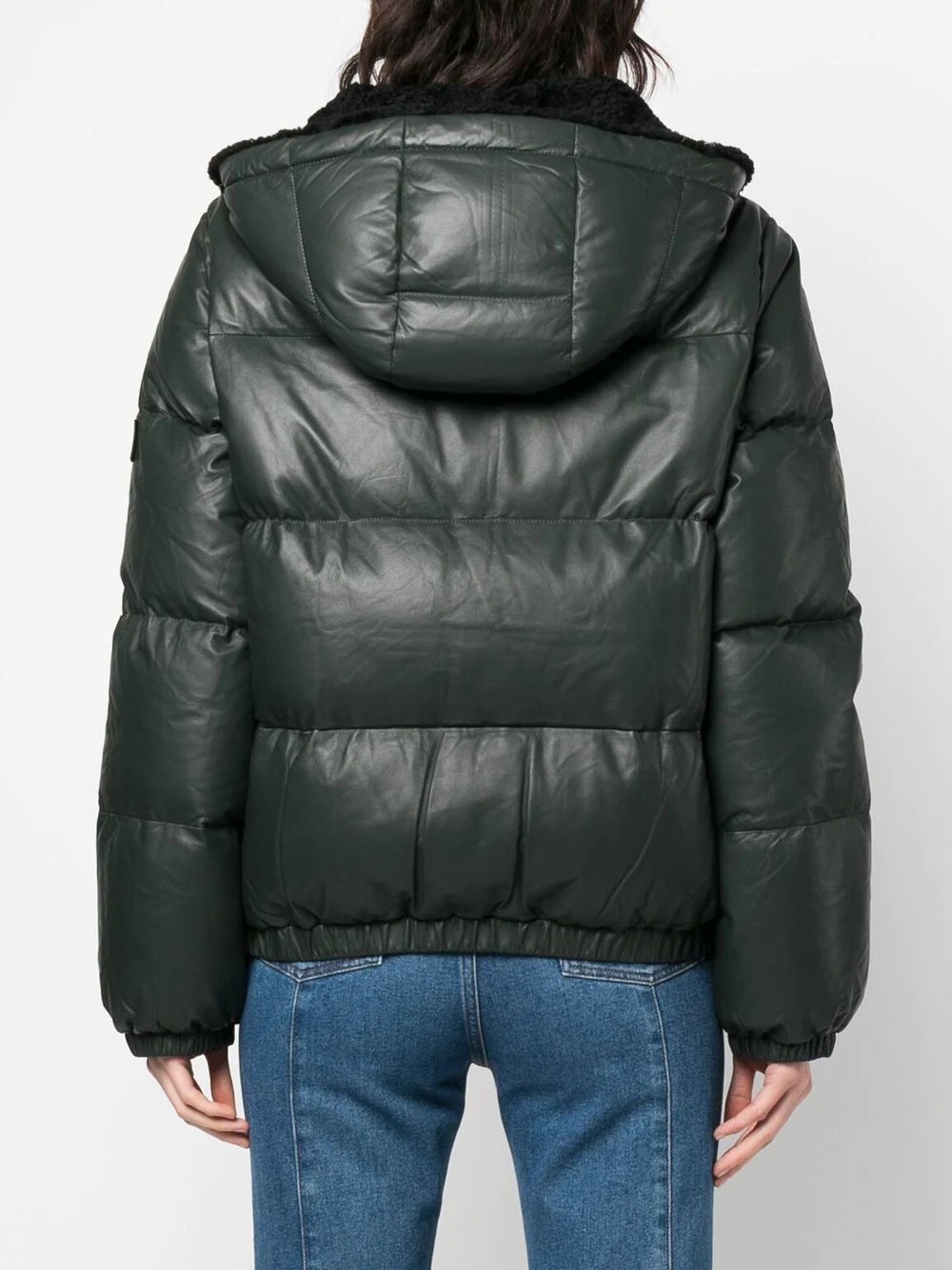 leather hooded zipped-up jacket - 4