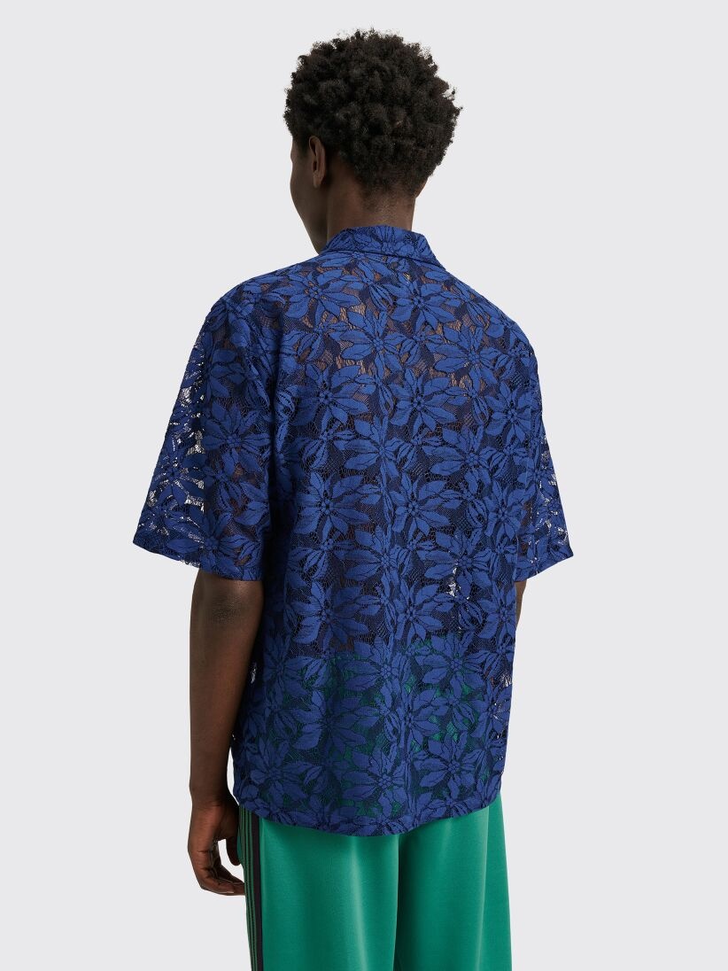 NEEDLES NEEDLES LACE CLOTH FLOWER CABANA SHIRT NAVY