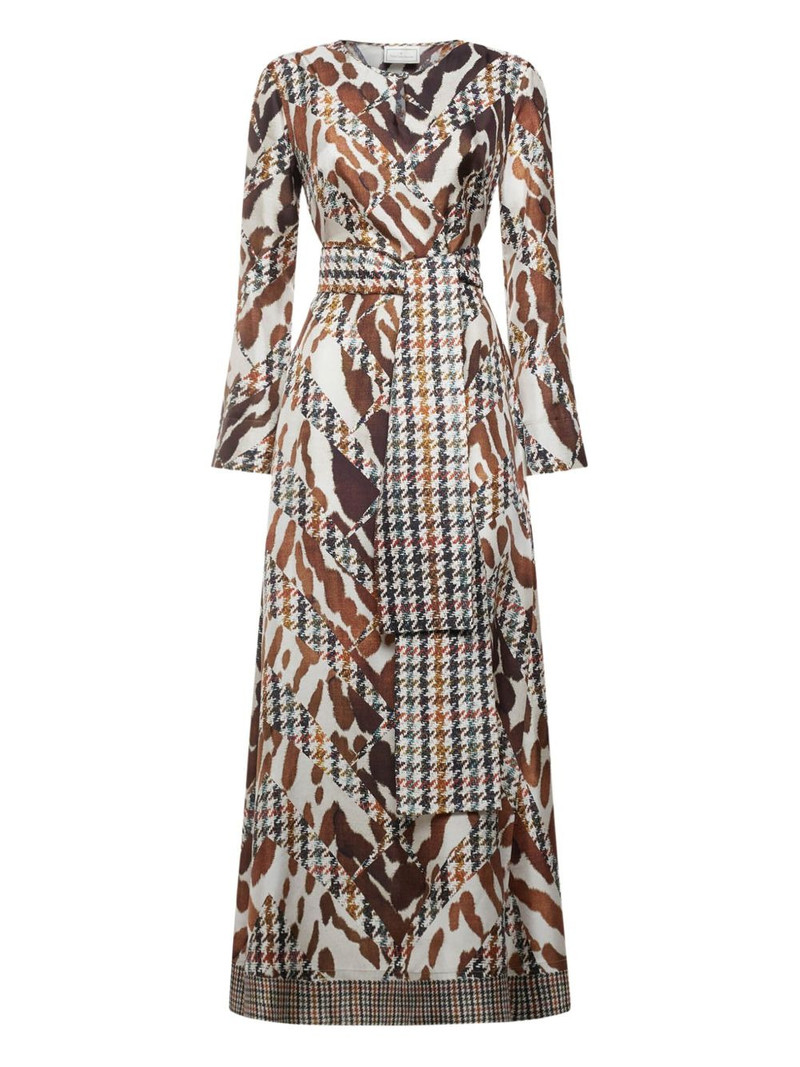 houndstooth-pattern animal-print maxi dress 1