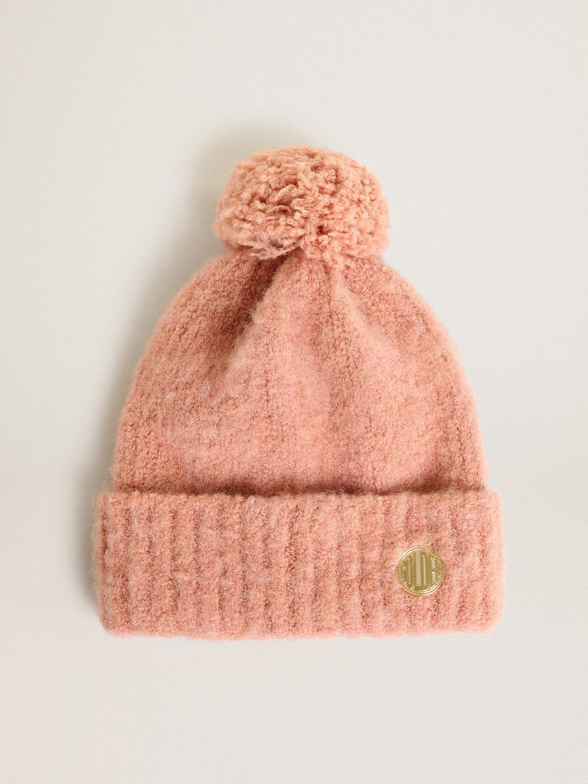 Journey Collection pale pink wool beanie with pompom - 1