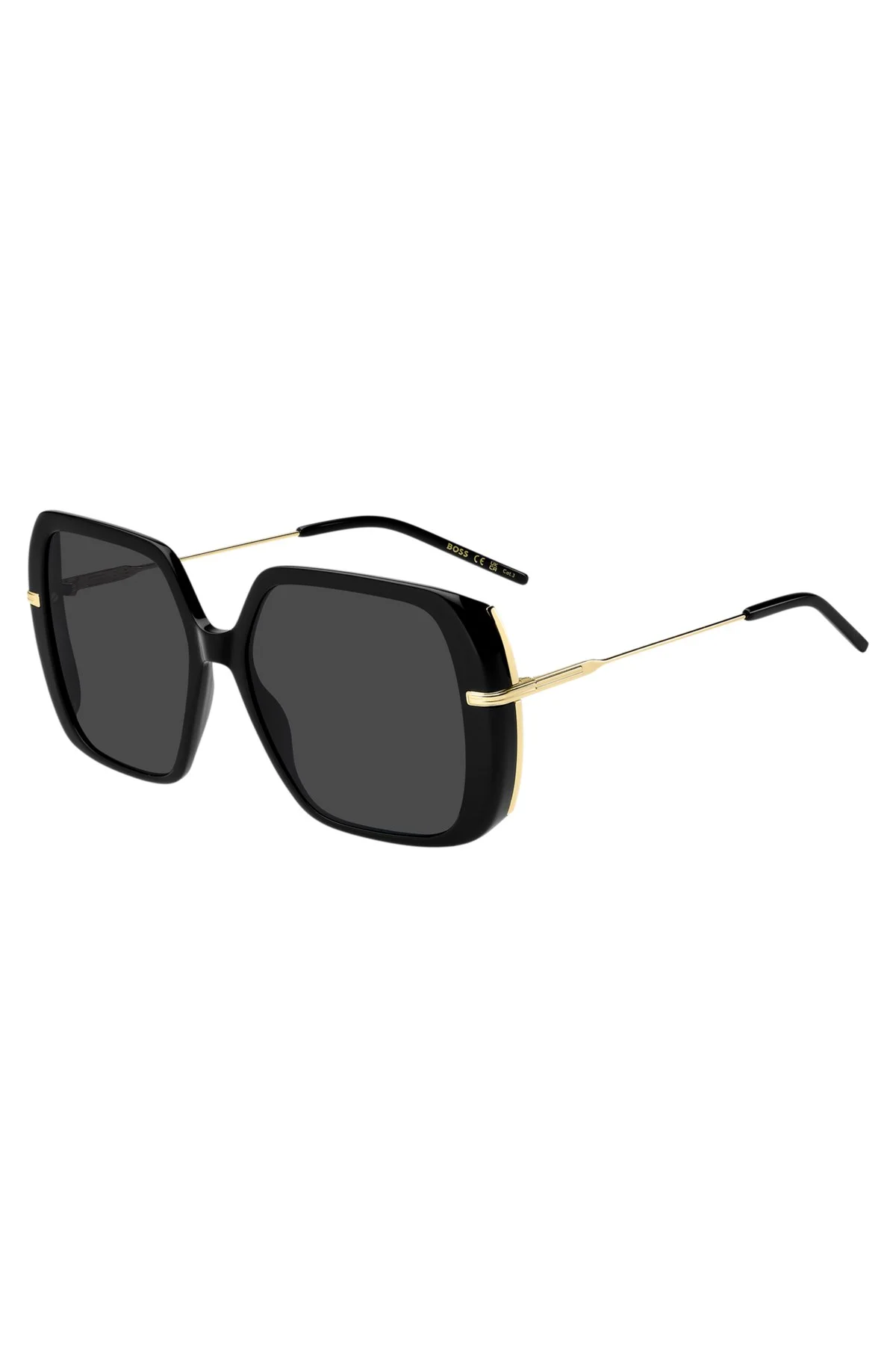 LAYERED BLACK-ACETATE SUNGLASSES WITH GOLD-TONE TEMPLES - 1