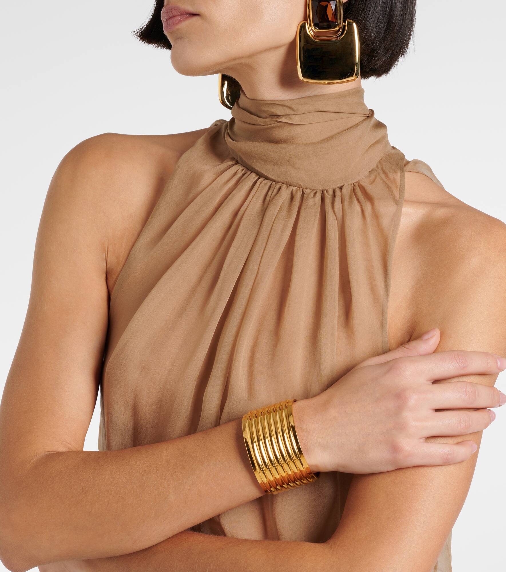 Draped silk muslin blouse - 4