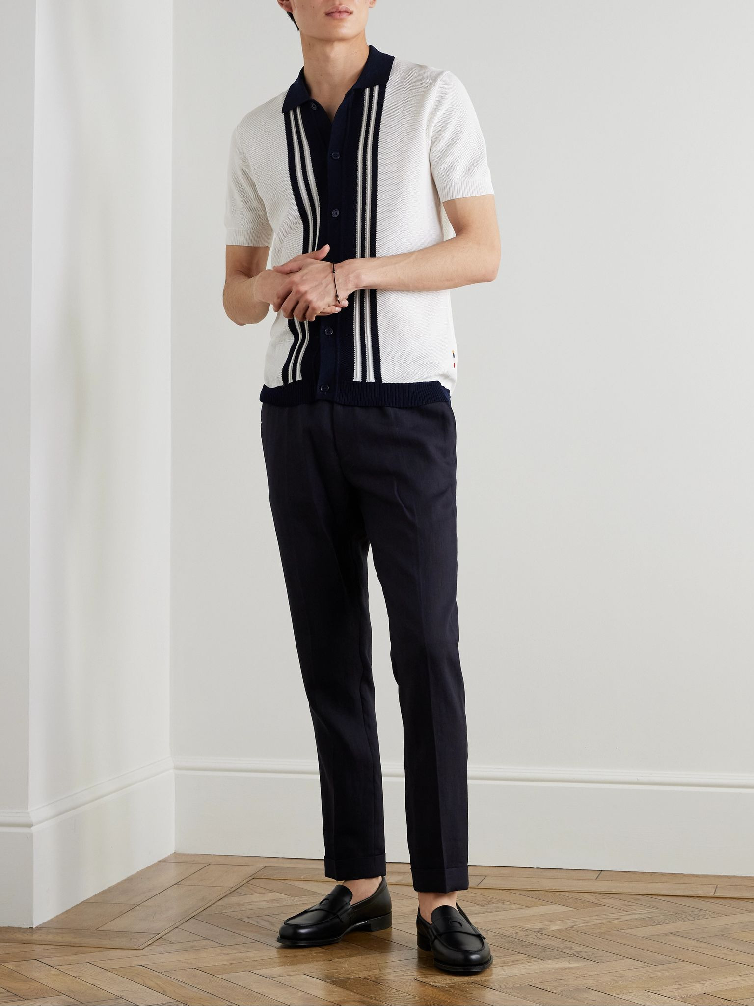 Tiernan Striped Mercerised Organic Cotton Piqué Shirt White - 2