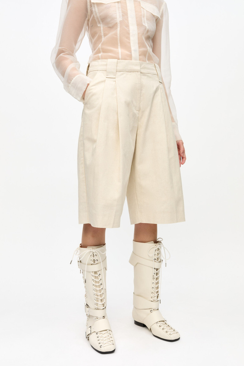 OFF-WHITE COTTON MELANGE TAILORING WIDE SHORTS 3