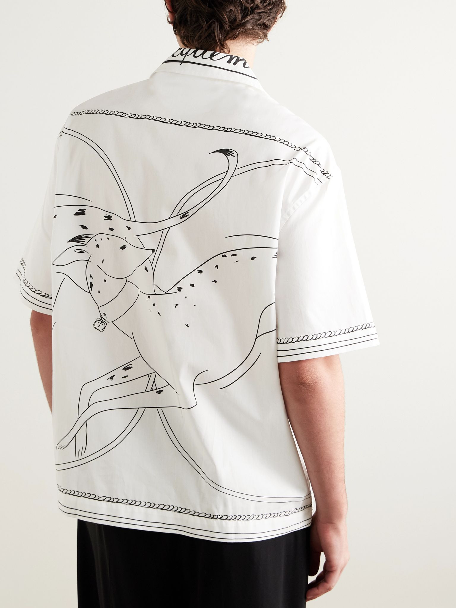 Jean Camp-Collar Printed Cotton-Poplin Shirt White - 3