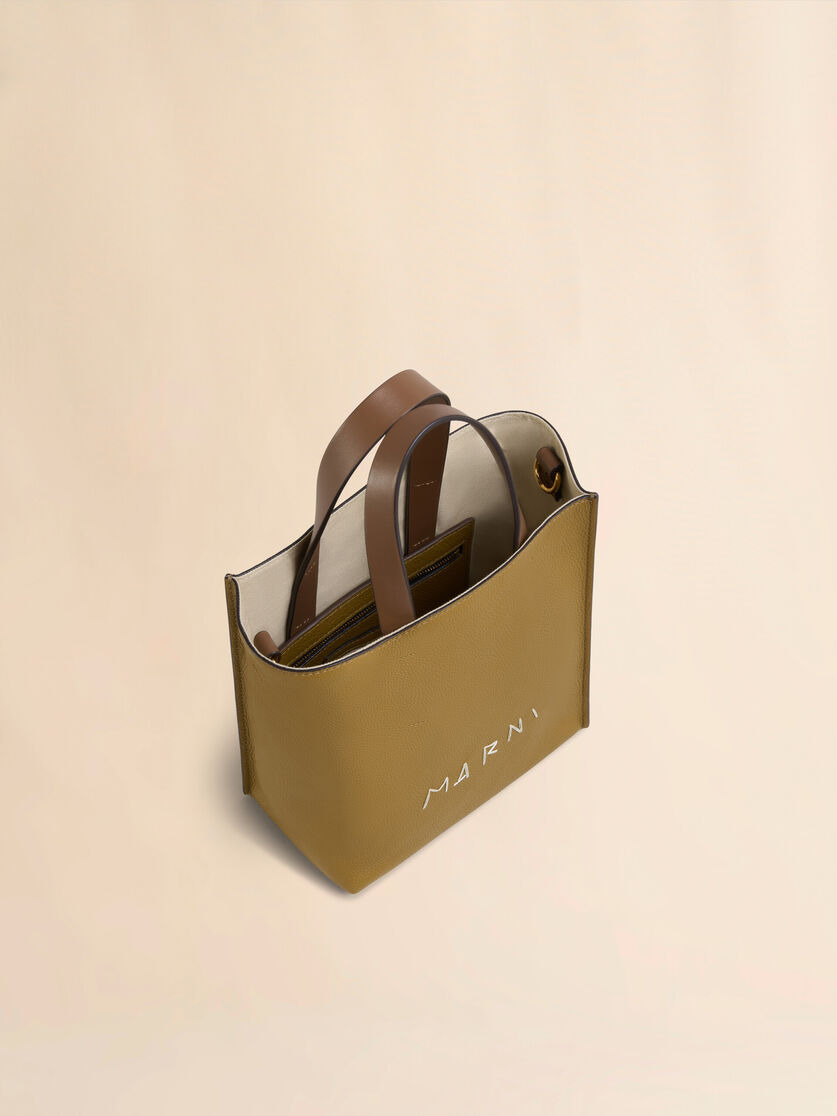 MUSEO SOFT MINI BAG IN BROWN COLOUR-BLOCK LEATHER WITH MARNI MENDING - 3