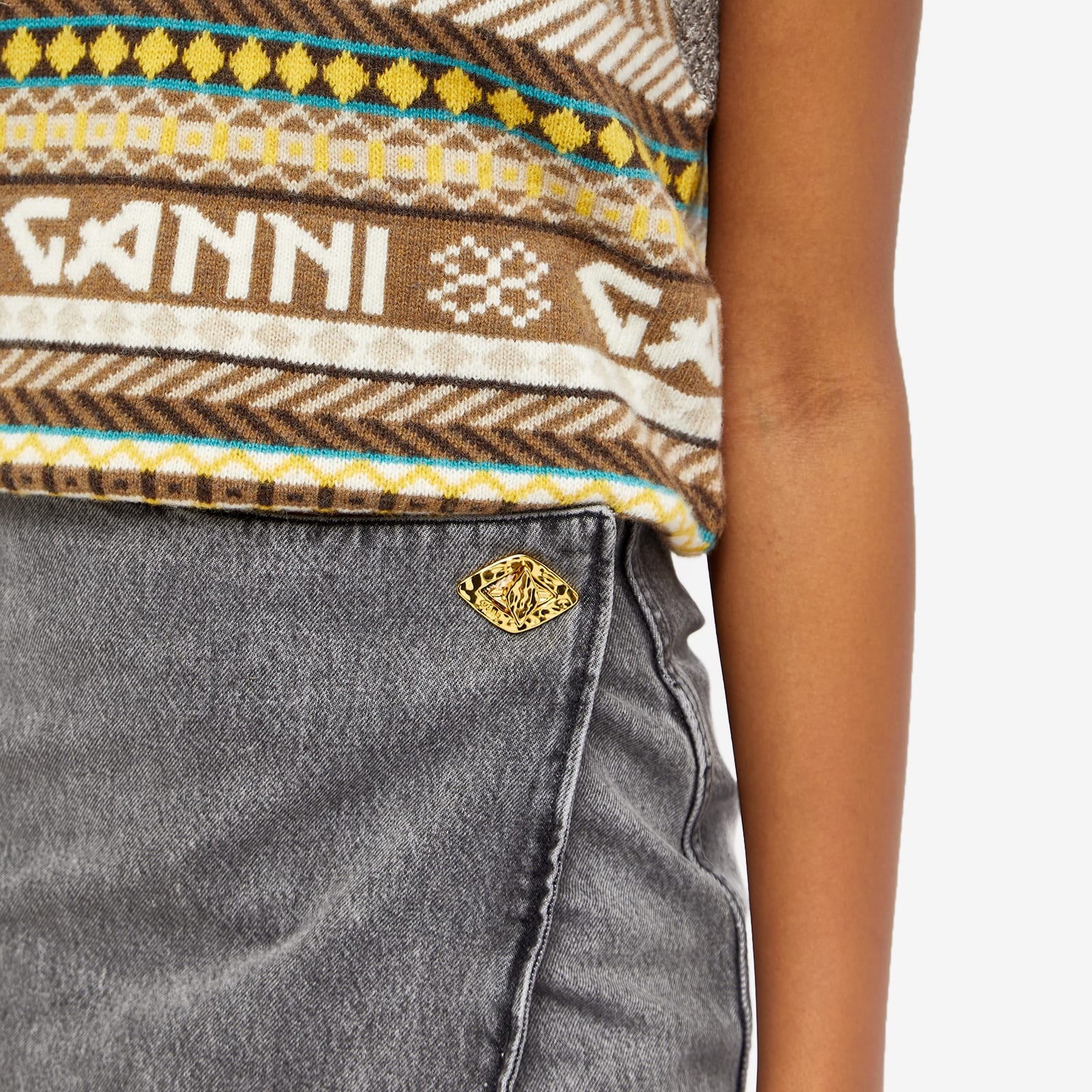 GANNI Black Washed Wrap Mini Skirt - 5