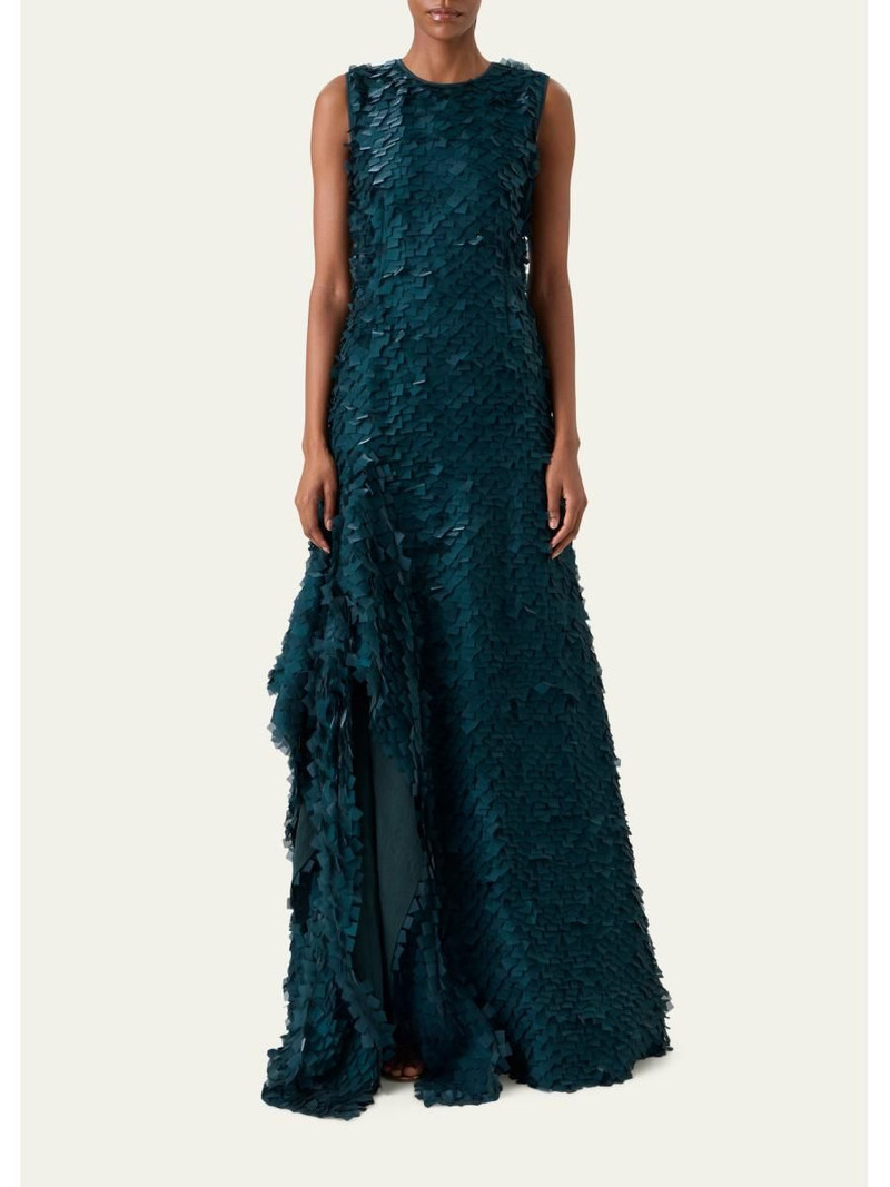 Layered Organza Tile Asymmetric A-Line Gown 4