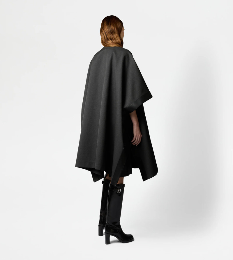 CAPE WITH LEATHER INSERTS - GREY 3