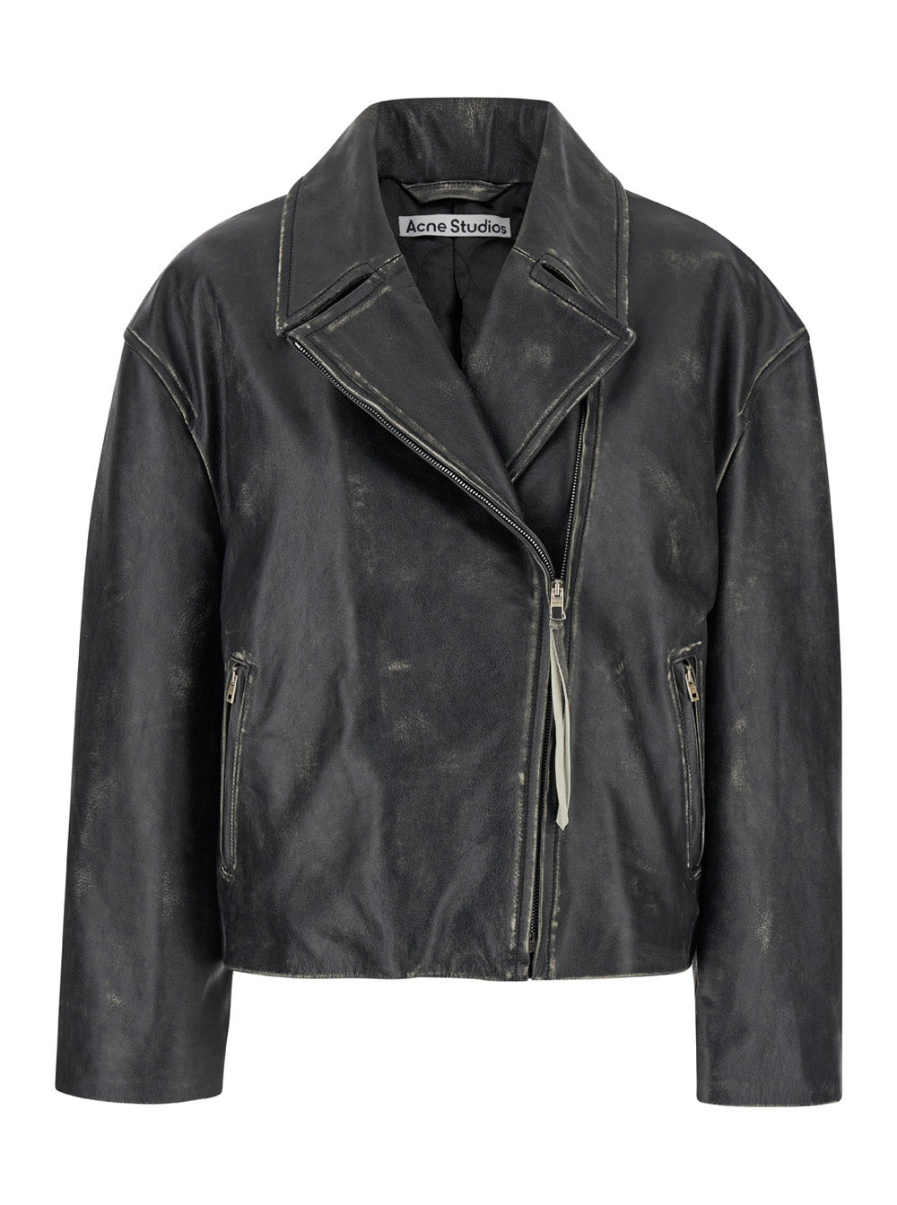 Acne Studios Women Black Biker Jacket In Vintage Looking Leather Woman - 1