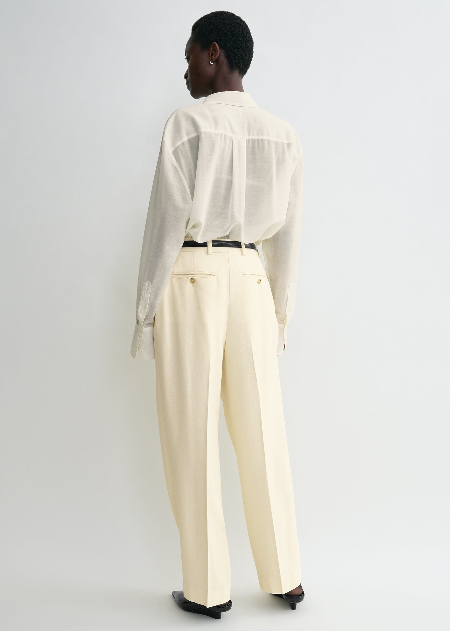 Pleated straight trousers butter - 4