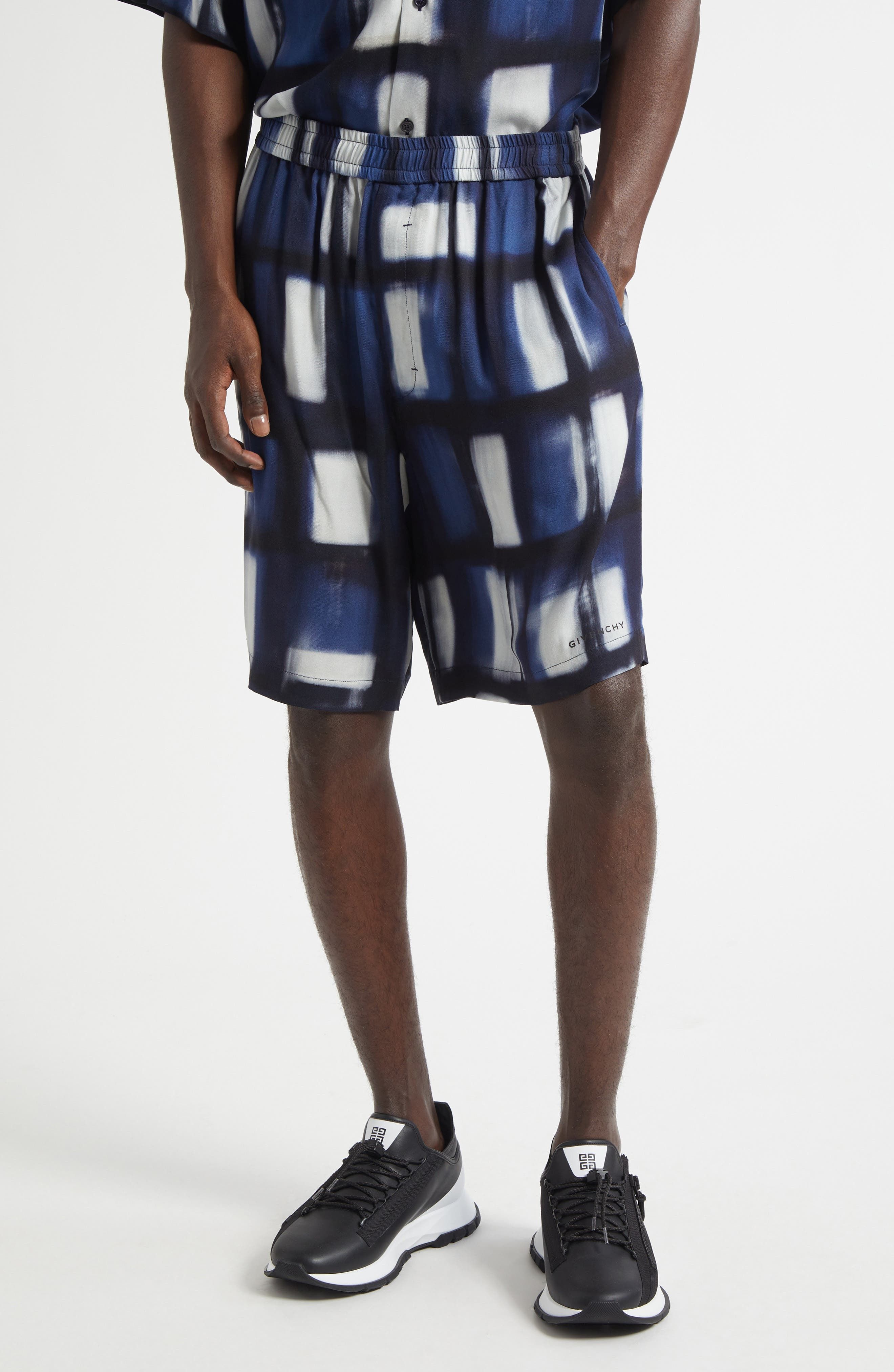 Givenchy Afternoon Light Print Elastic Waist Bermuda Shorts in Dark Blue at Nordstrom - 1