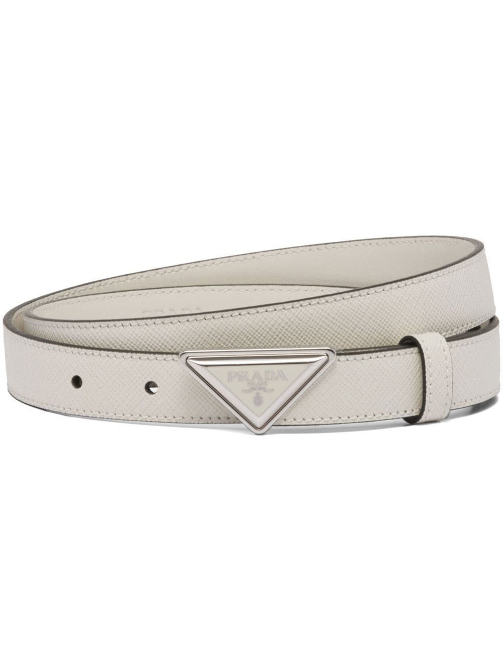 logo-buckle Saffiano leather belt - 1