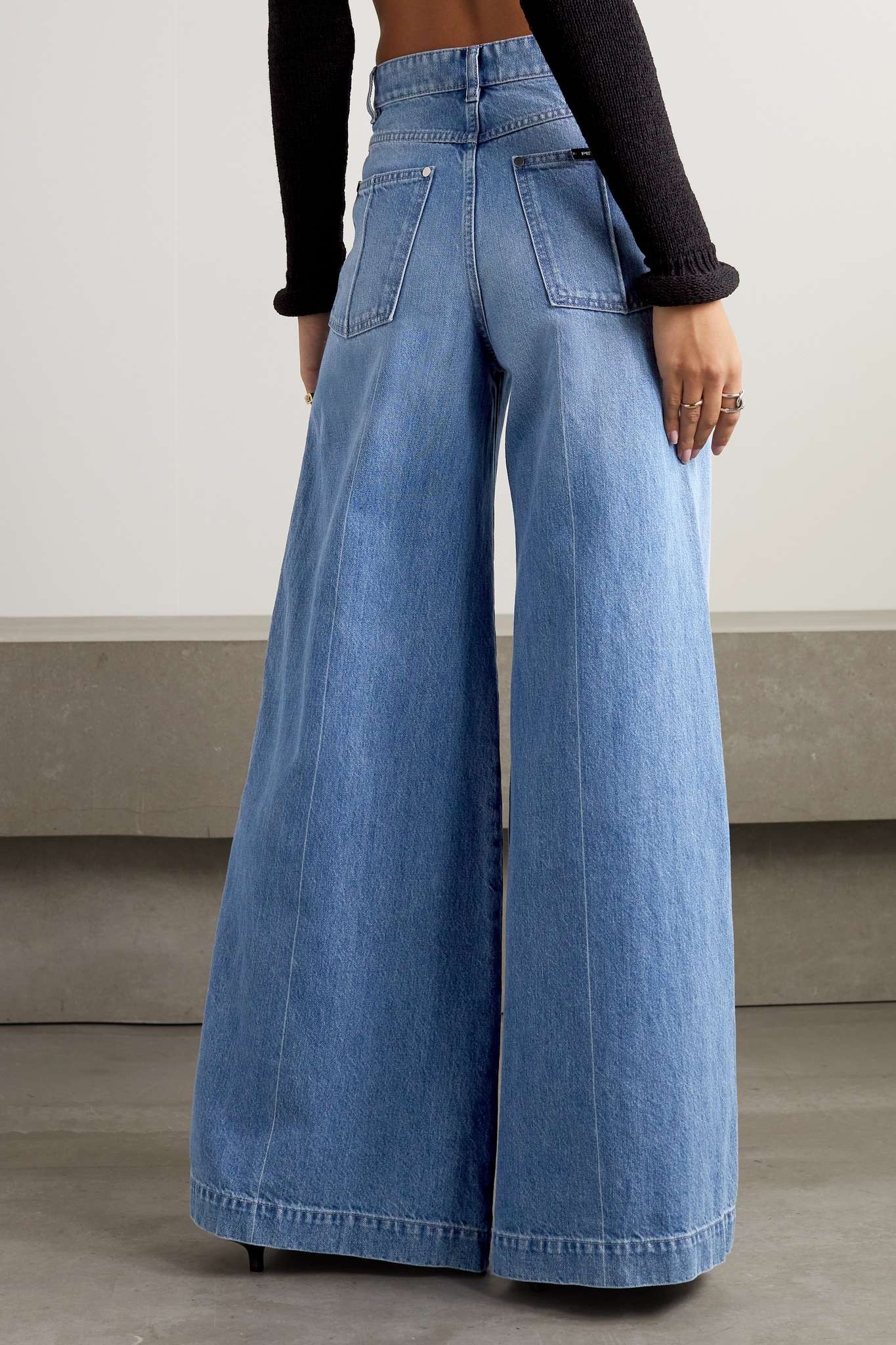 Distressed high-rise wide-leg jeans - 4