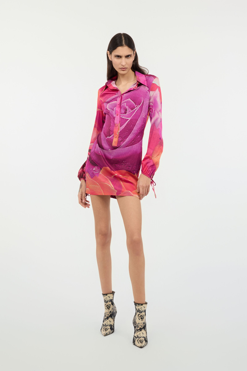 Roberto Cavalli Mini Dress With Garden Rose Print outlook