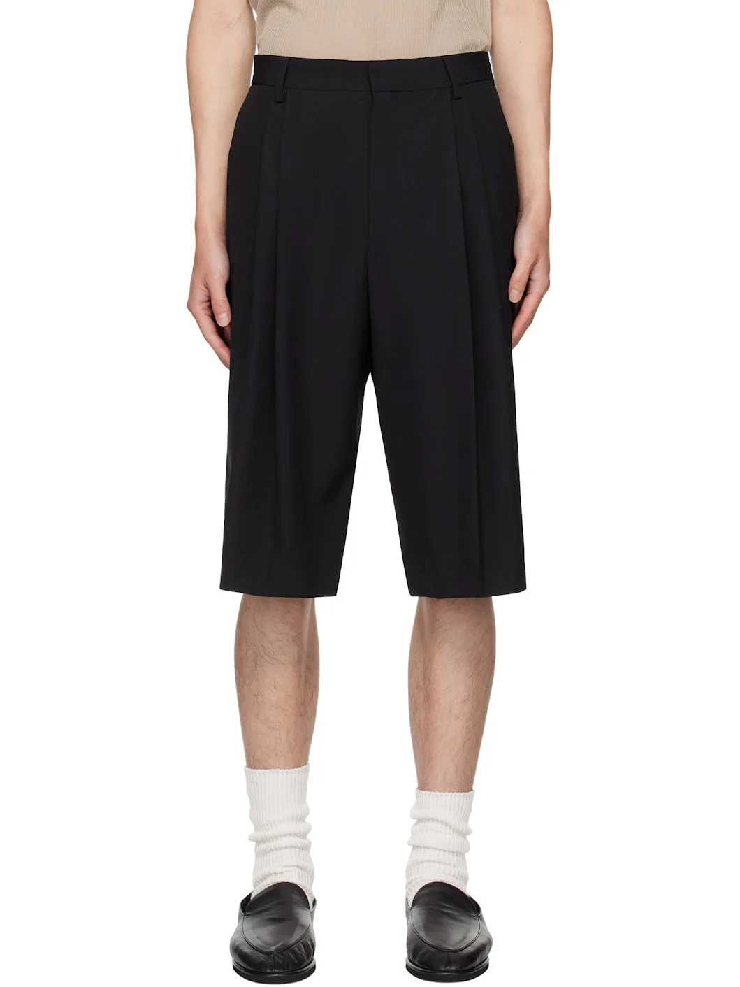 Black Wool Shorts - 1