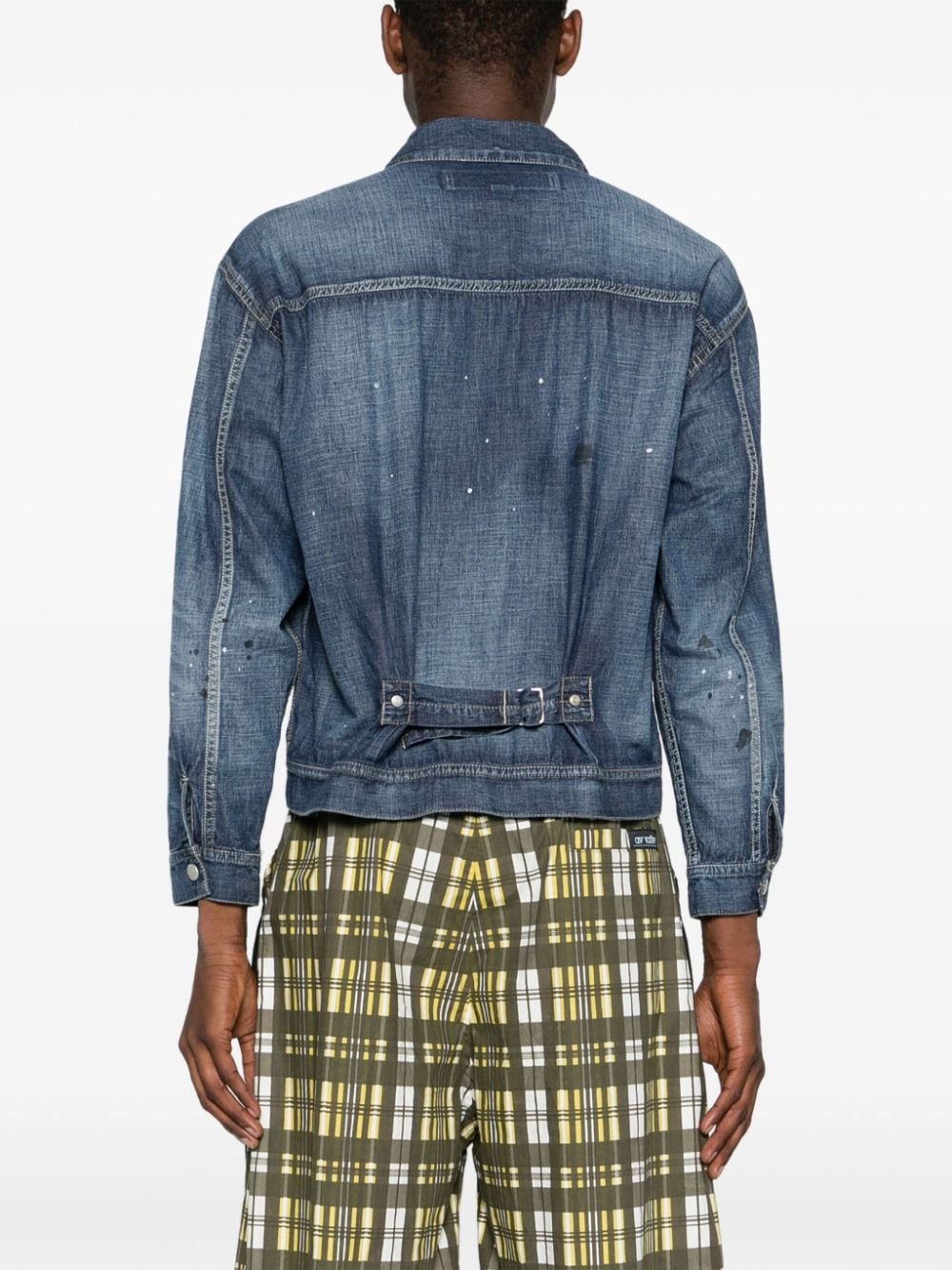 paint splatter-detail denim jacket - 4