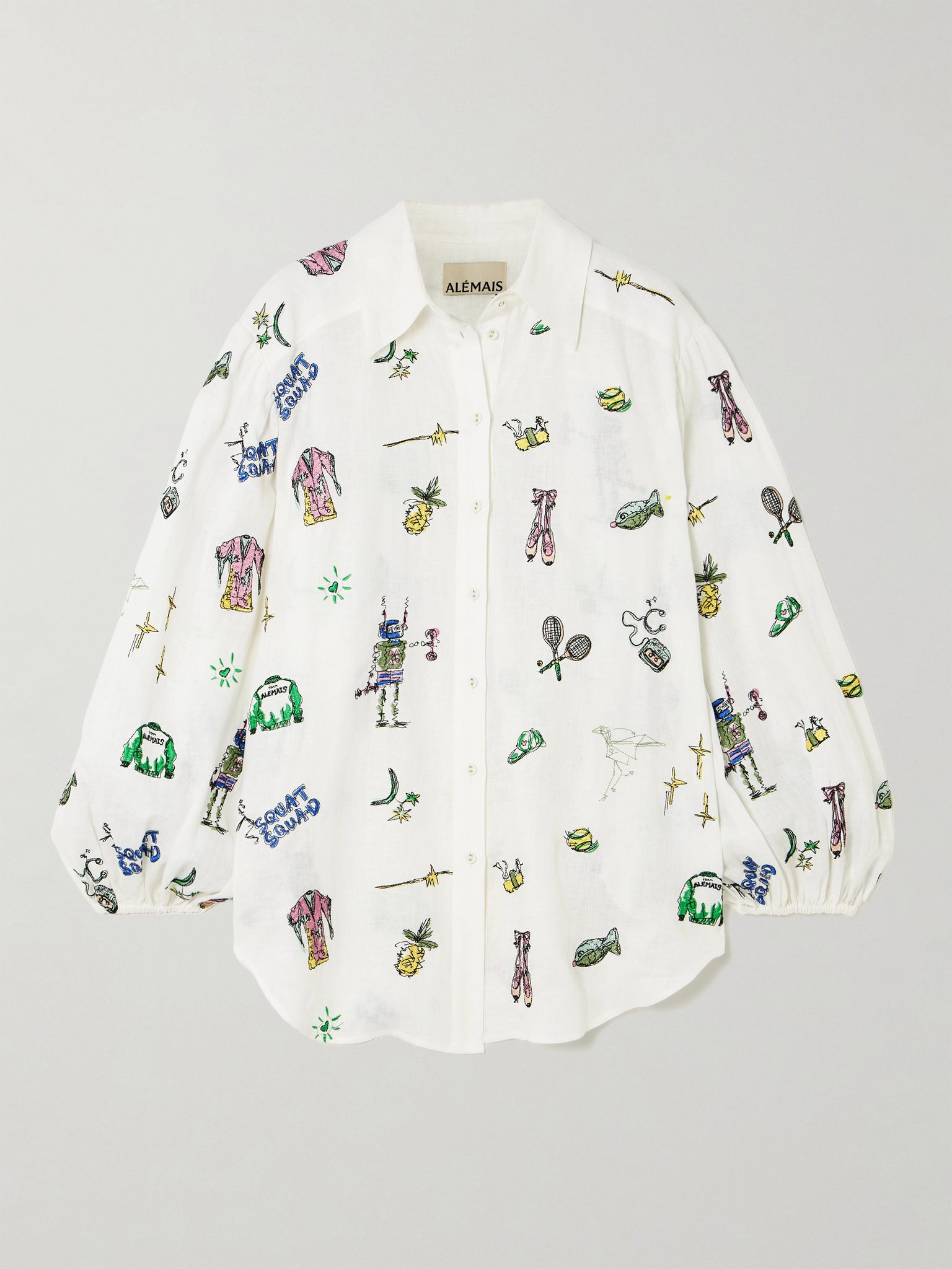 + Anouk Colantoni Play embroidered linen shirt Cream - 1