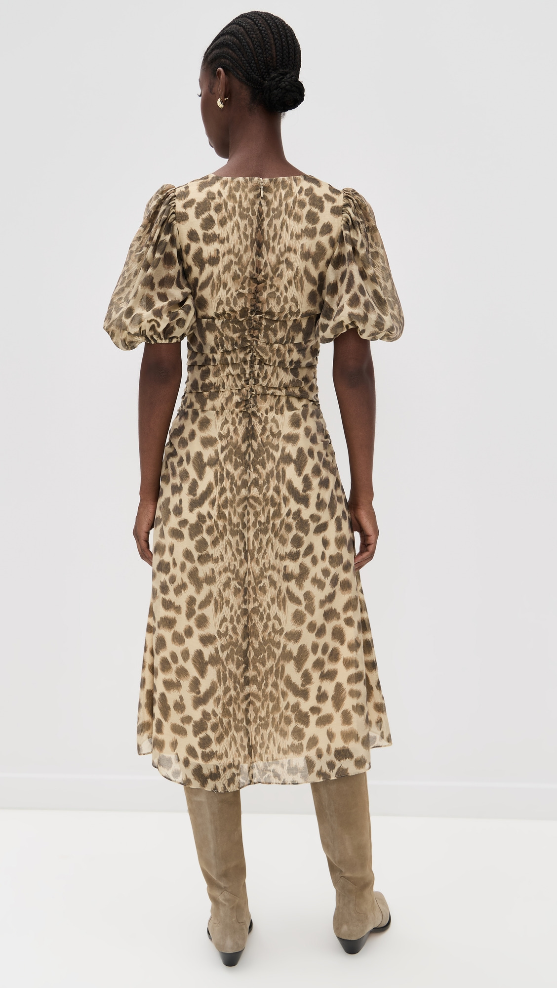 Claude Print Puff Sleeve Midi Dress - 2