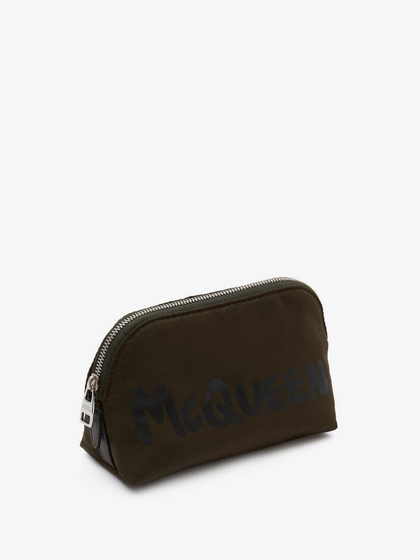 Mcqueen Graffiti Medium Zip Pouch in Khaki - 2