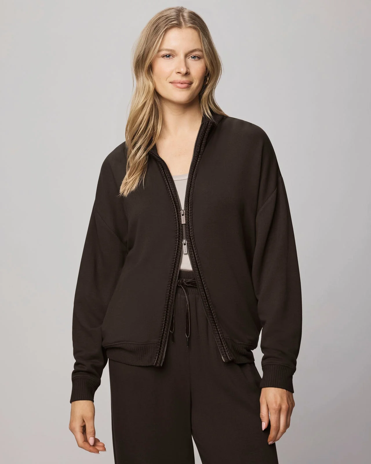 Supersoft Trim Zip Up Sweater Using LENZING™ECOVERO™ Fibers - 1