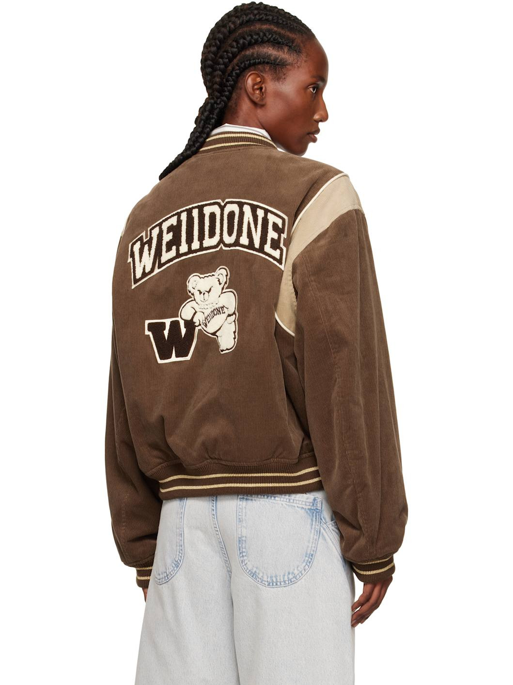 Brown College Corduroy Varsity Jacket - 3