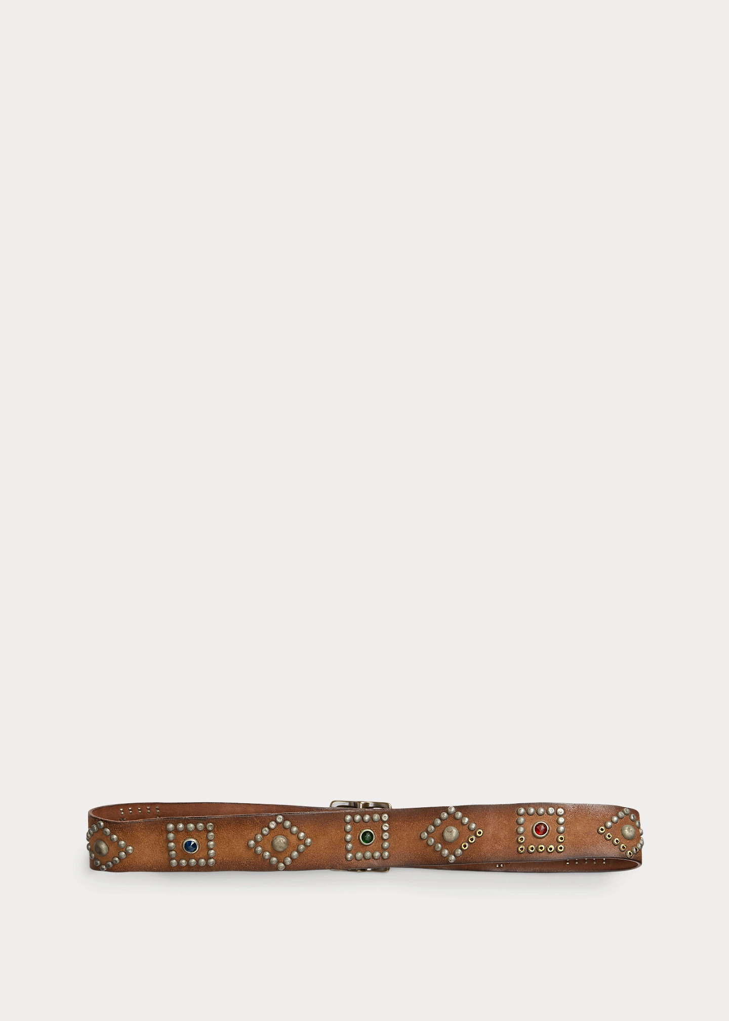 Studded Roughout Leather Belt - 3
