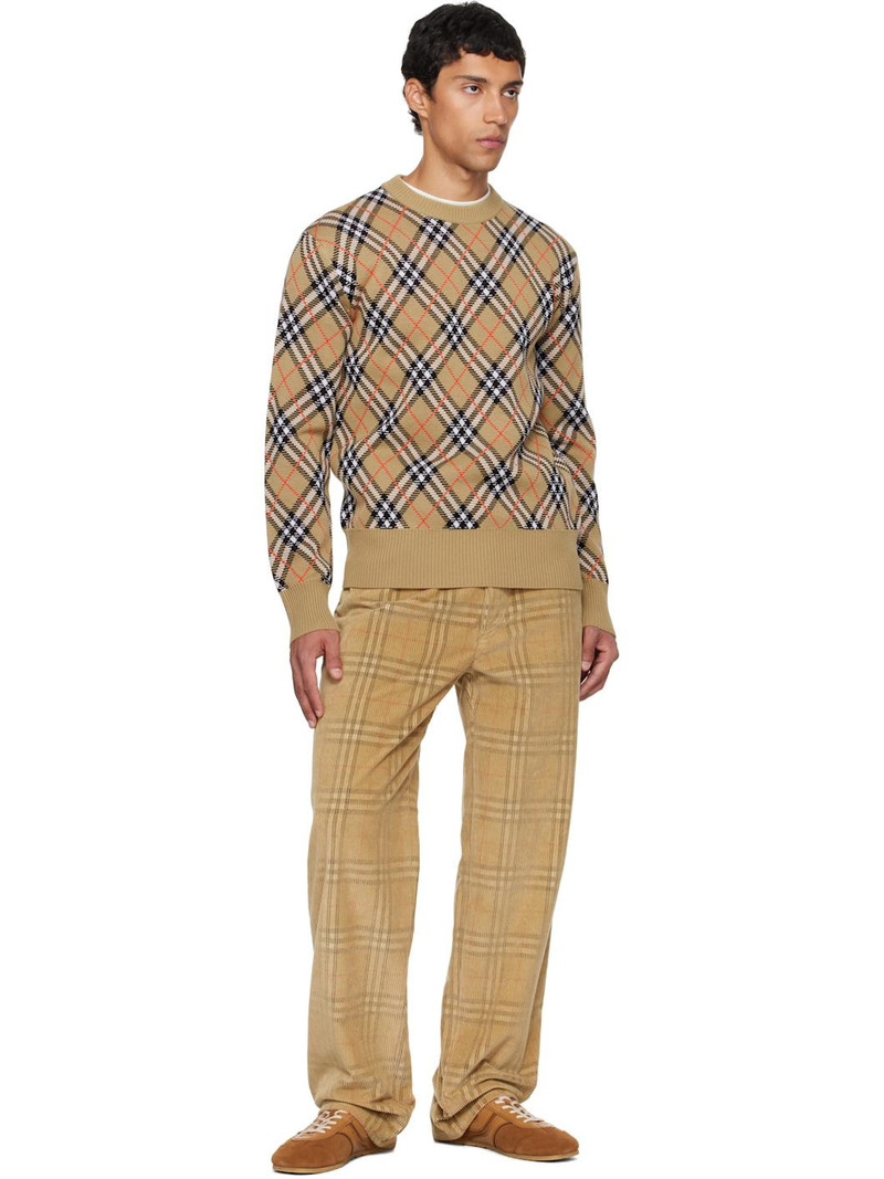 Burberry Beige Check Wool Sweater outlook
