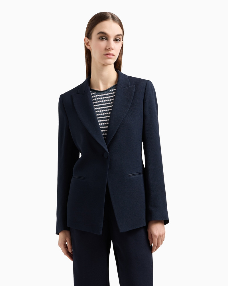 EMPORIO ARMANI ICON CHEVRON ACETATE-BLEND SINGLE-BREASTED BLAZER outlook