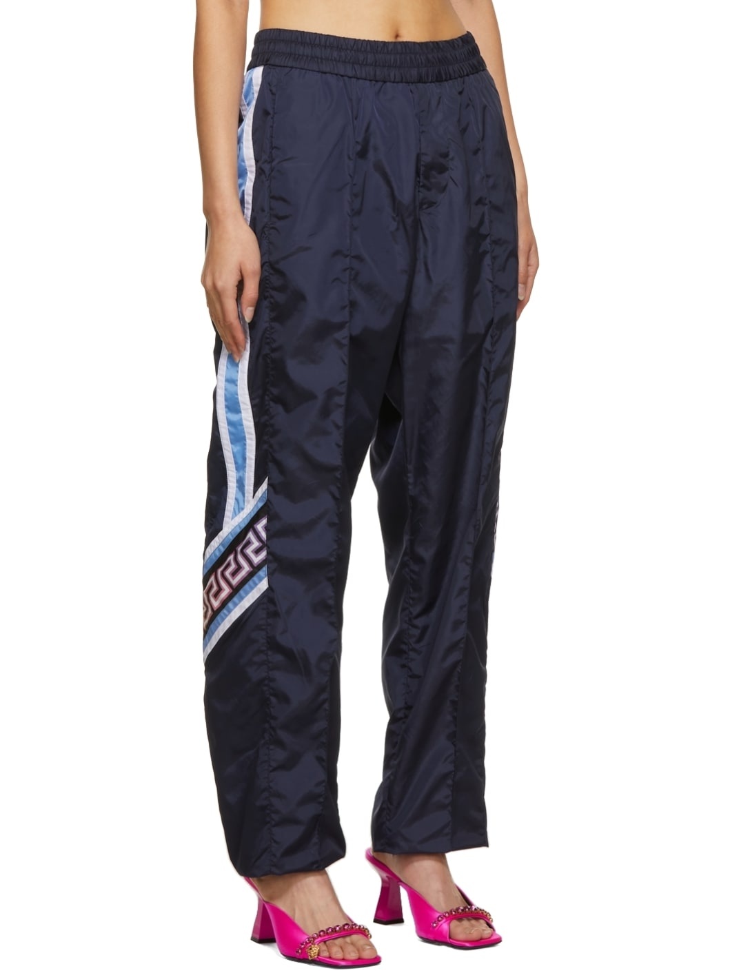 Navy Taffeta Greca Lounge Pants - 2