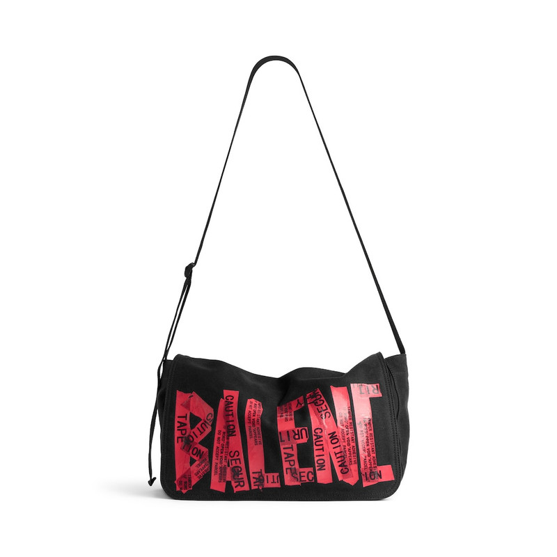 Men's Tape Type Flap Messenger Bag Small in Black/red 1