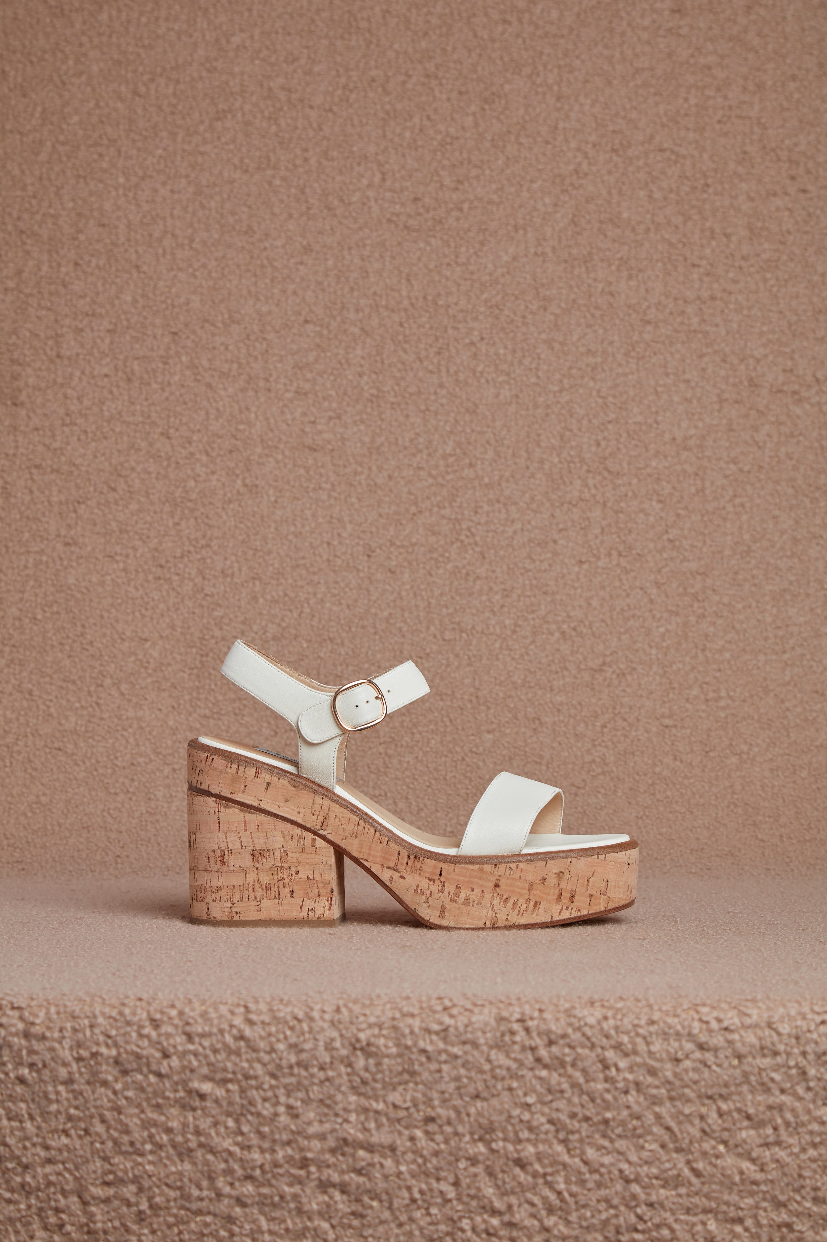 Sardis Platform Sandal in Cream Leather - 3