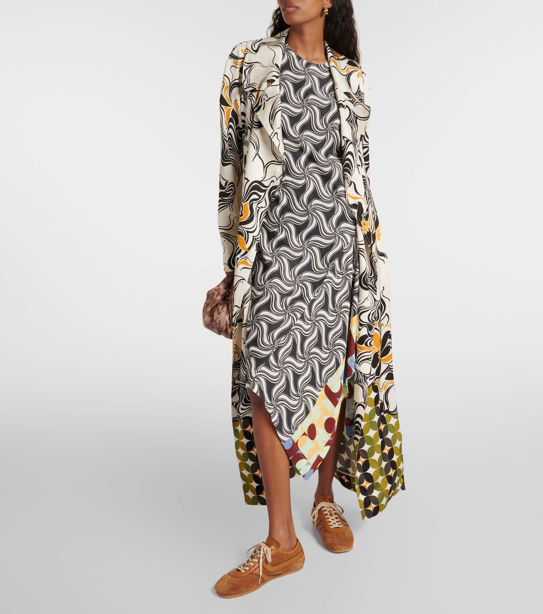 Printed asymmetric midi dress - 2