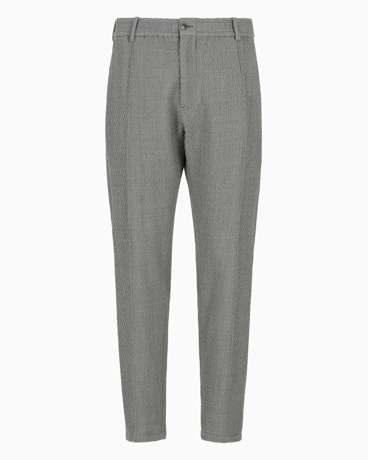 Chinos in 3D-effect virgin-wool stretch-jersey knit with ribs - 1