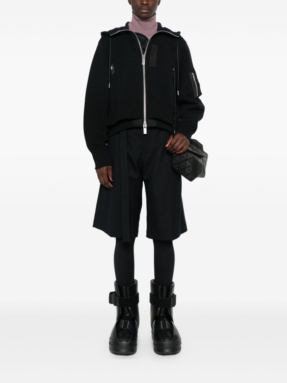 layered-detail hooded bomber jacket - 2