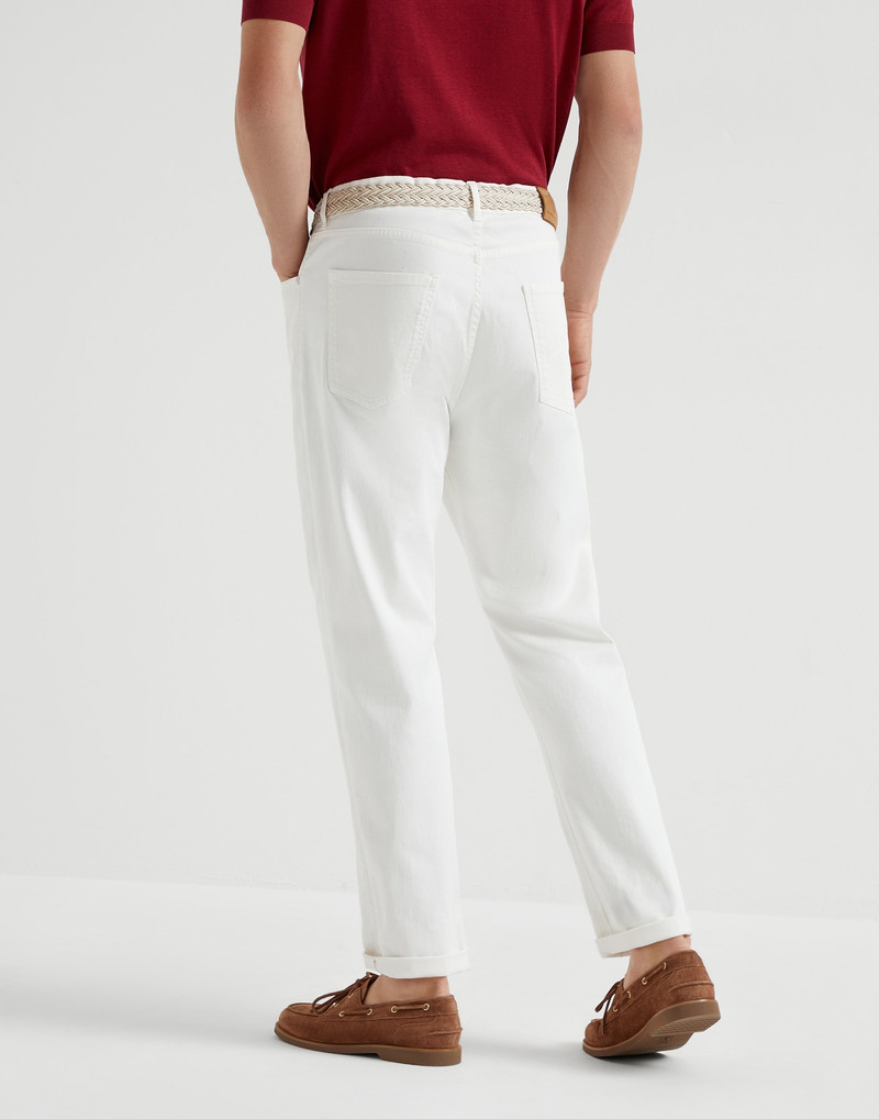 Brunello Cucinelli Garment-dyed iconic fit five-pocket trousers in comfort cotton lightweight denim outlook