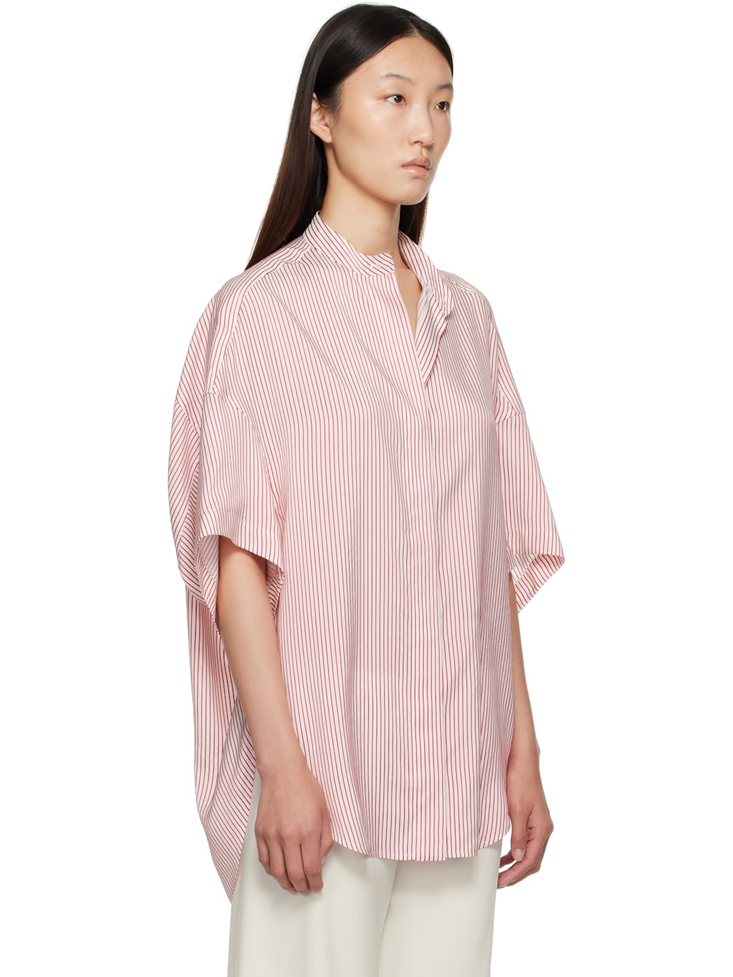 Red & White Striped Short Sleeve Shirt - 2