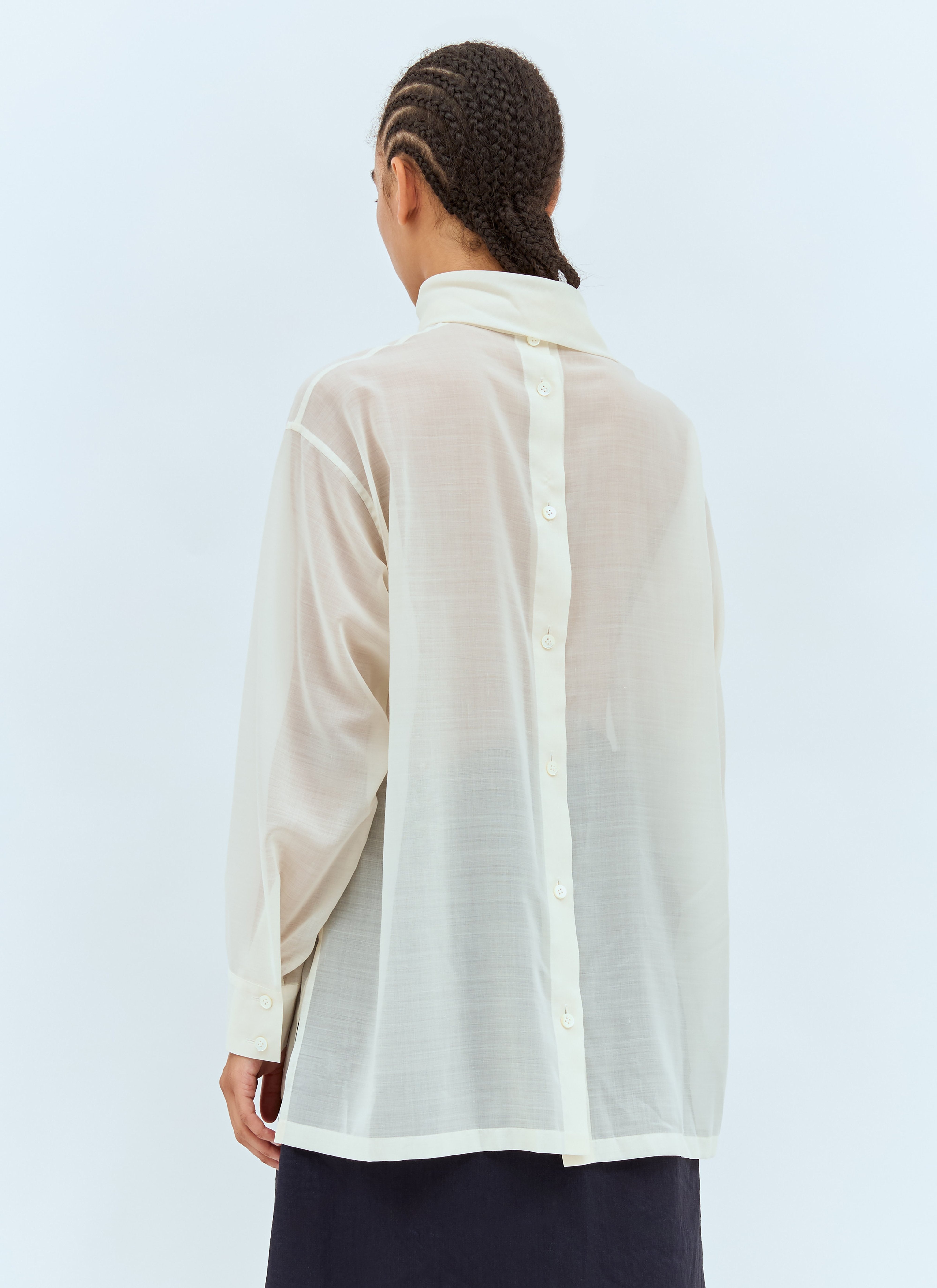 Issey Miyake Women Sheer Shirt With Shawl - 5