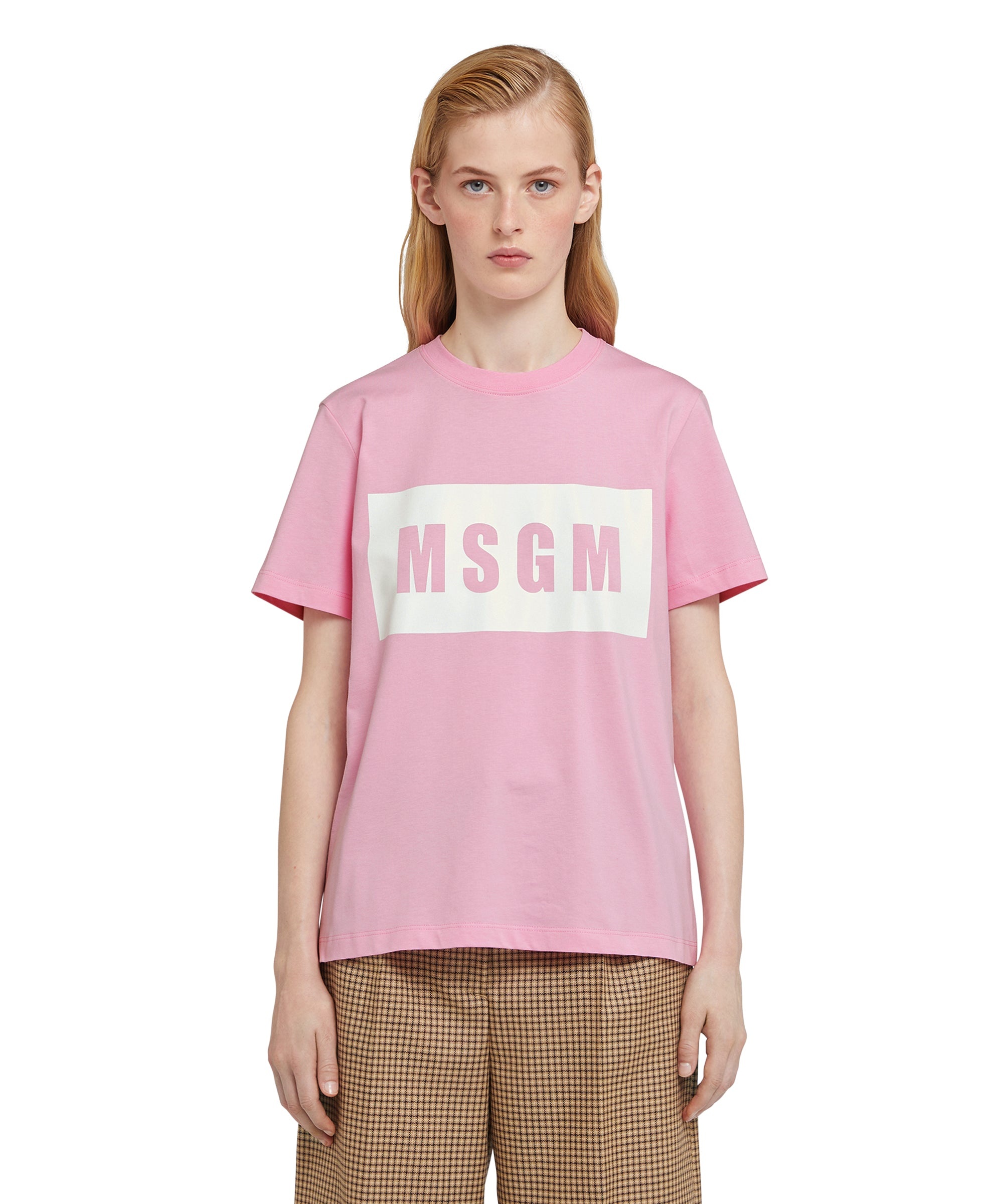 Crew neck T-shirt with MSGM box logo - 2