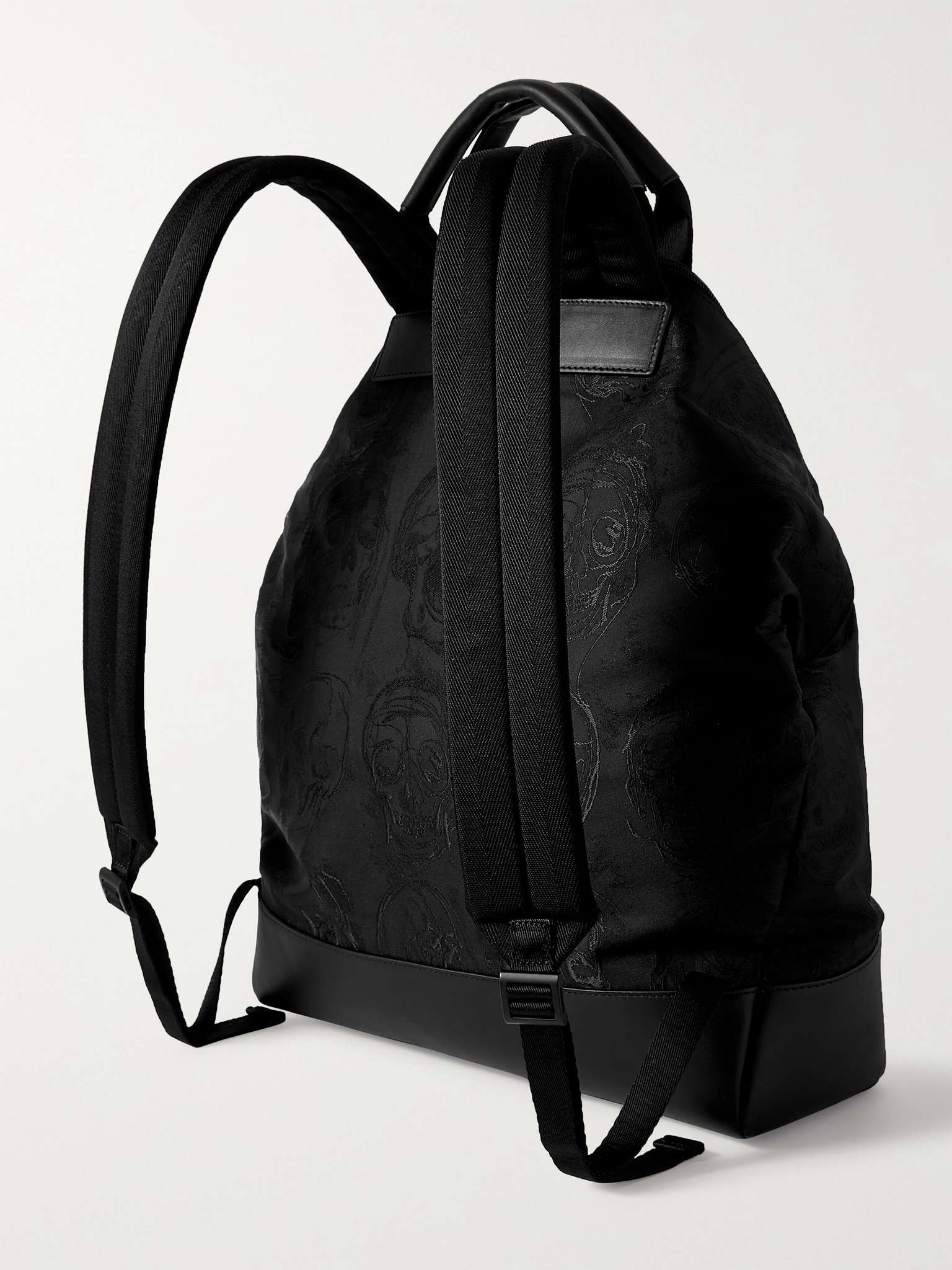 Leather and Logo Webbing-Trimmed Embroidered Nylon Backpack - 4