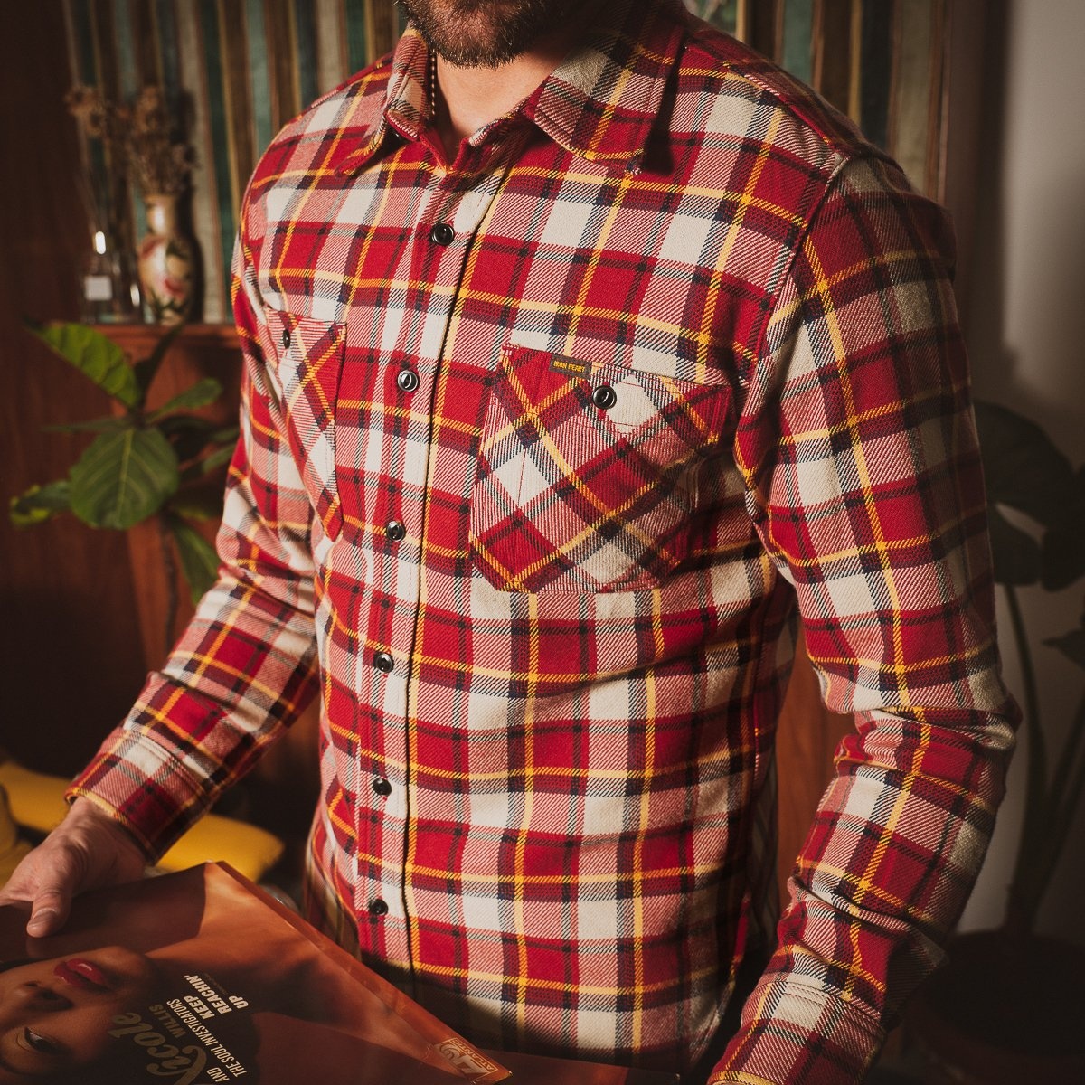 Ultra Heavy Flannel Classic Check Work Shirt - Red - 4