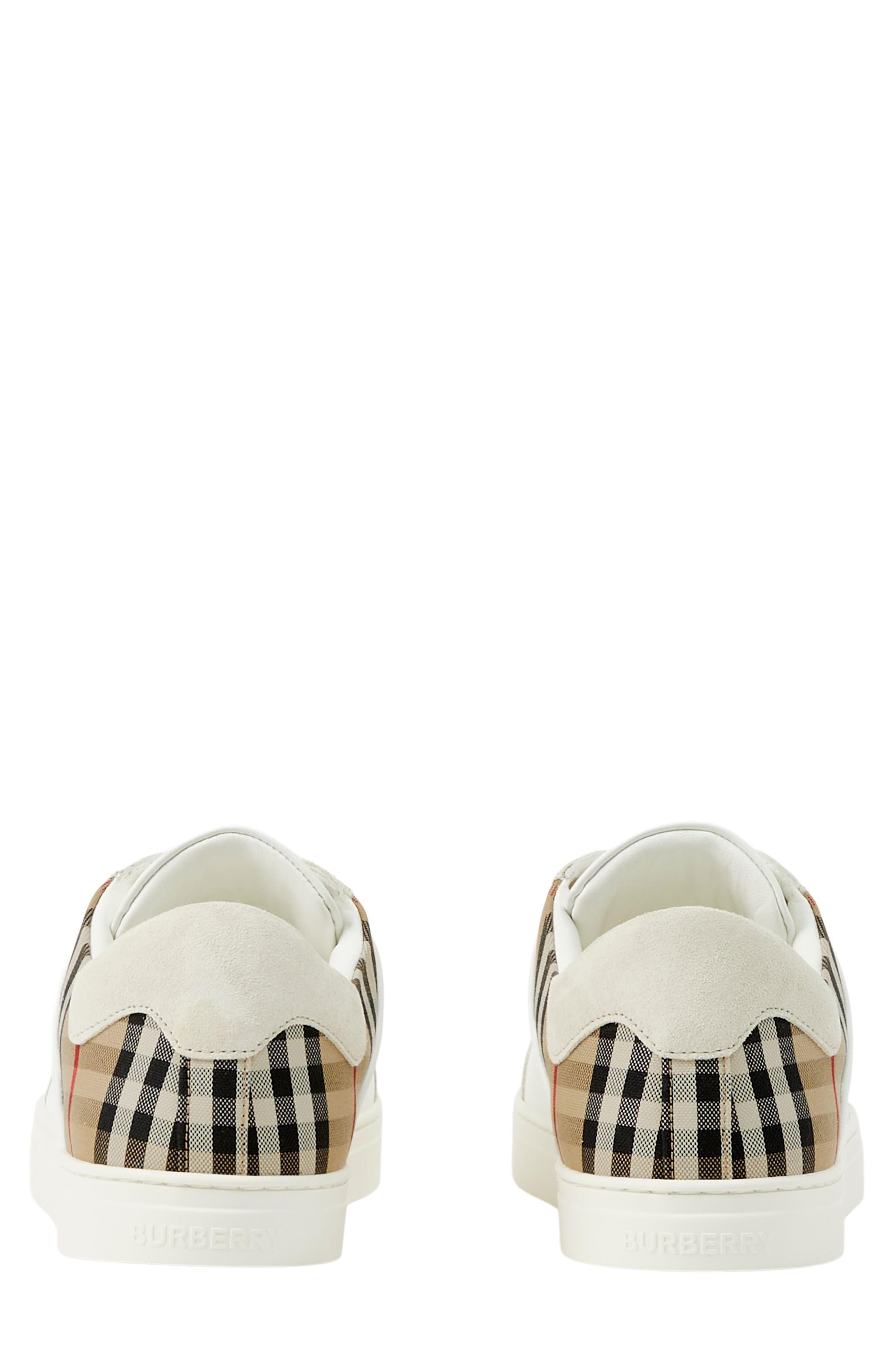 burberry Stevie Leather & Canvas Check Sneaker in Off White/Beige Ip Check at Nordstrom - 6