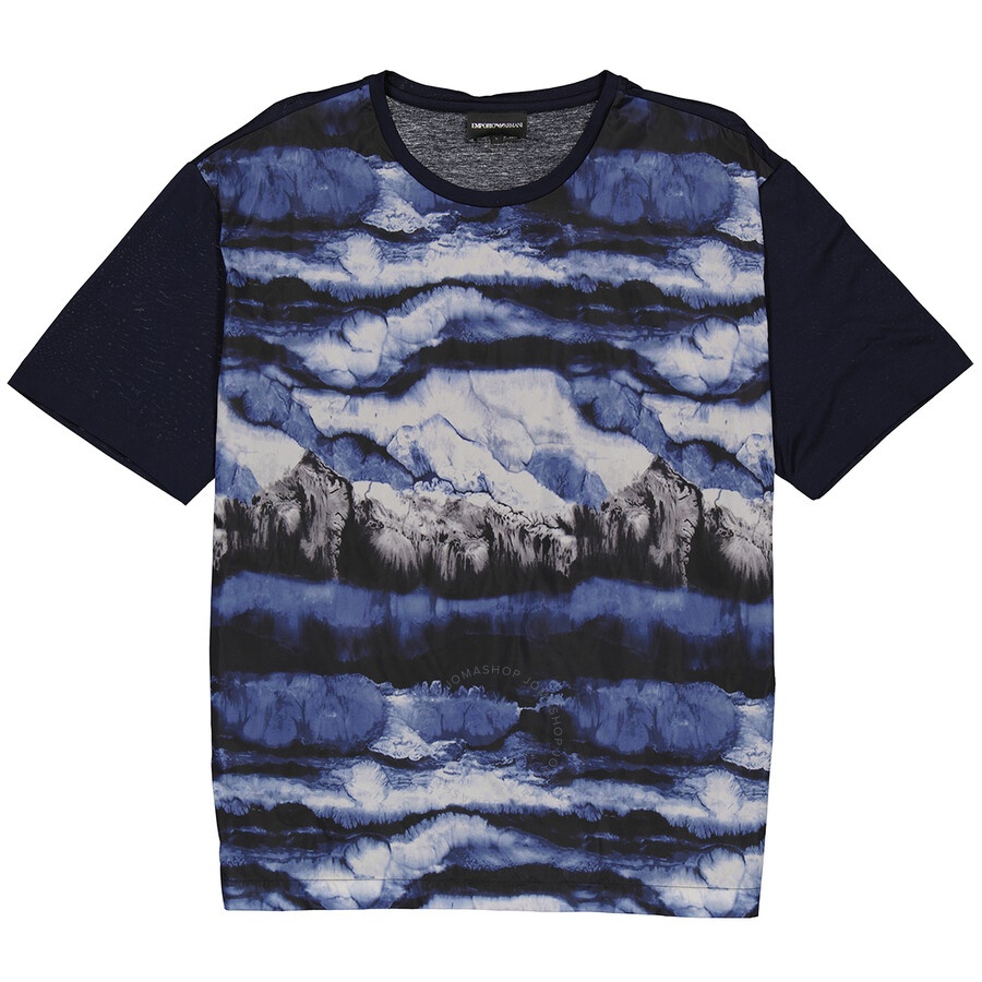 Emporio Armani Men's Abstract Print T-Shirt in Navy Blue - 1