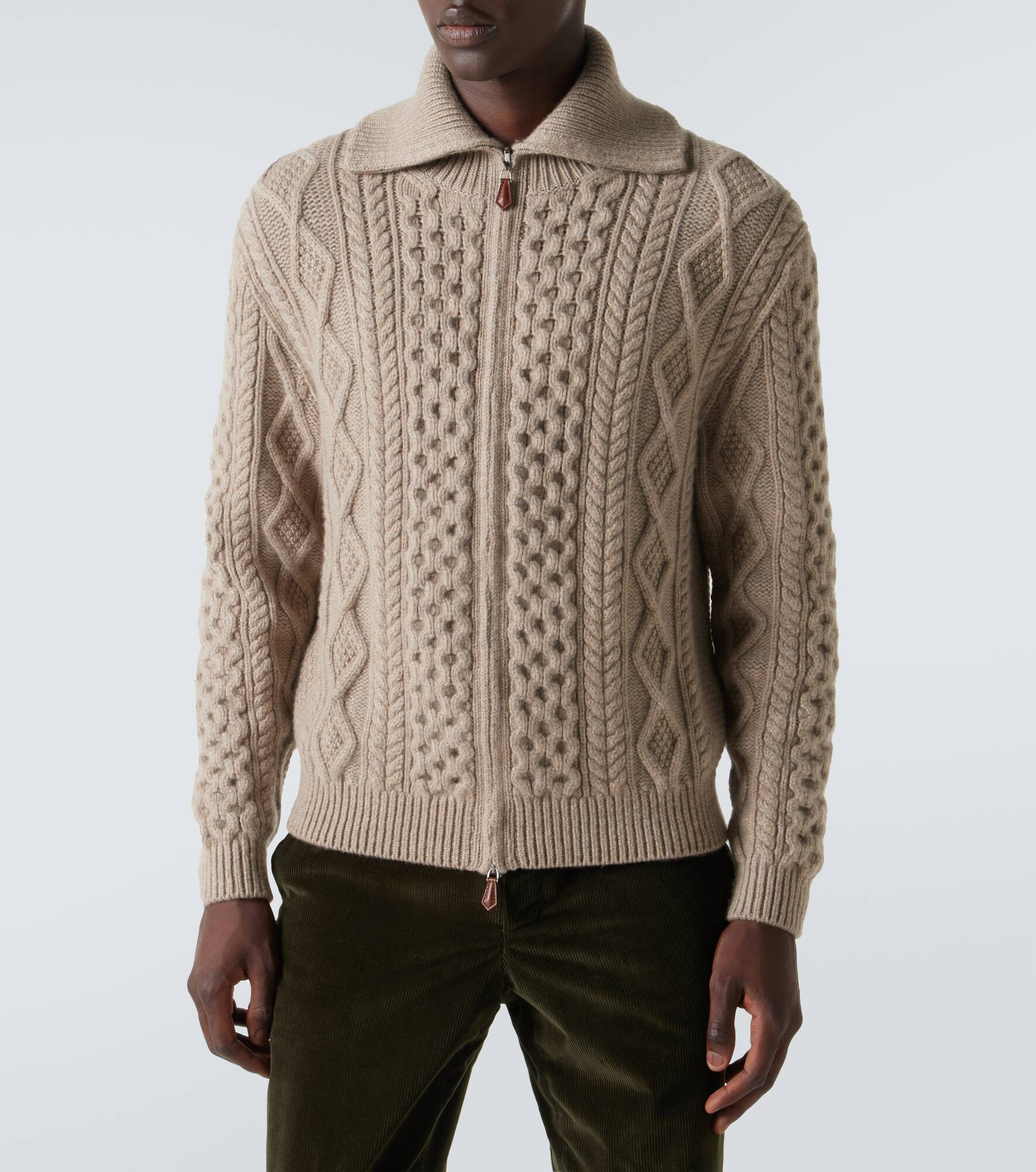 Aran cashmere zip-up sweater - 3